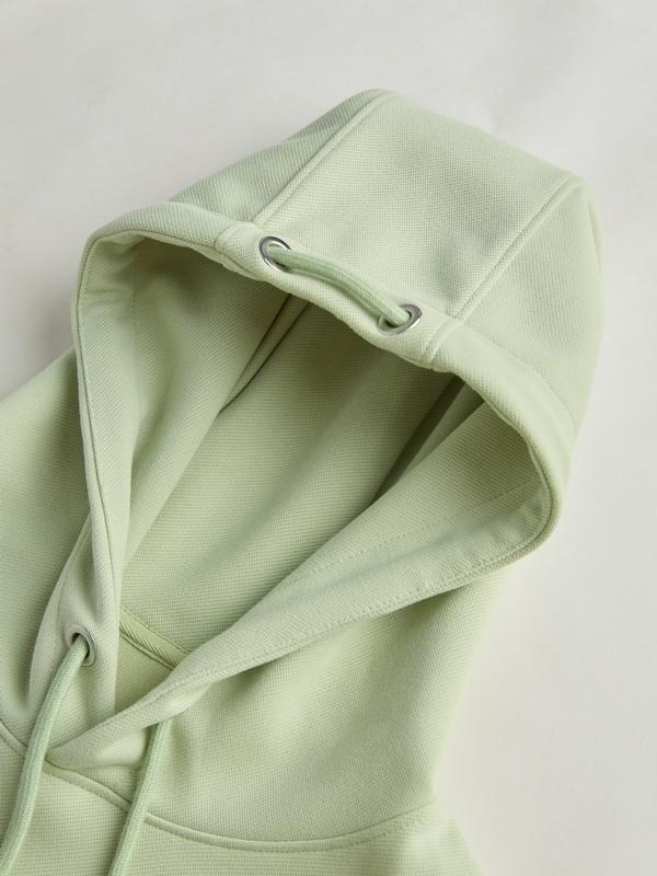 Letter Print Drawstring Eyelet Decor Pocket Oversized Hoodie Product Image