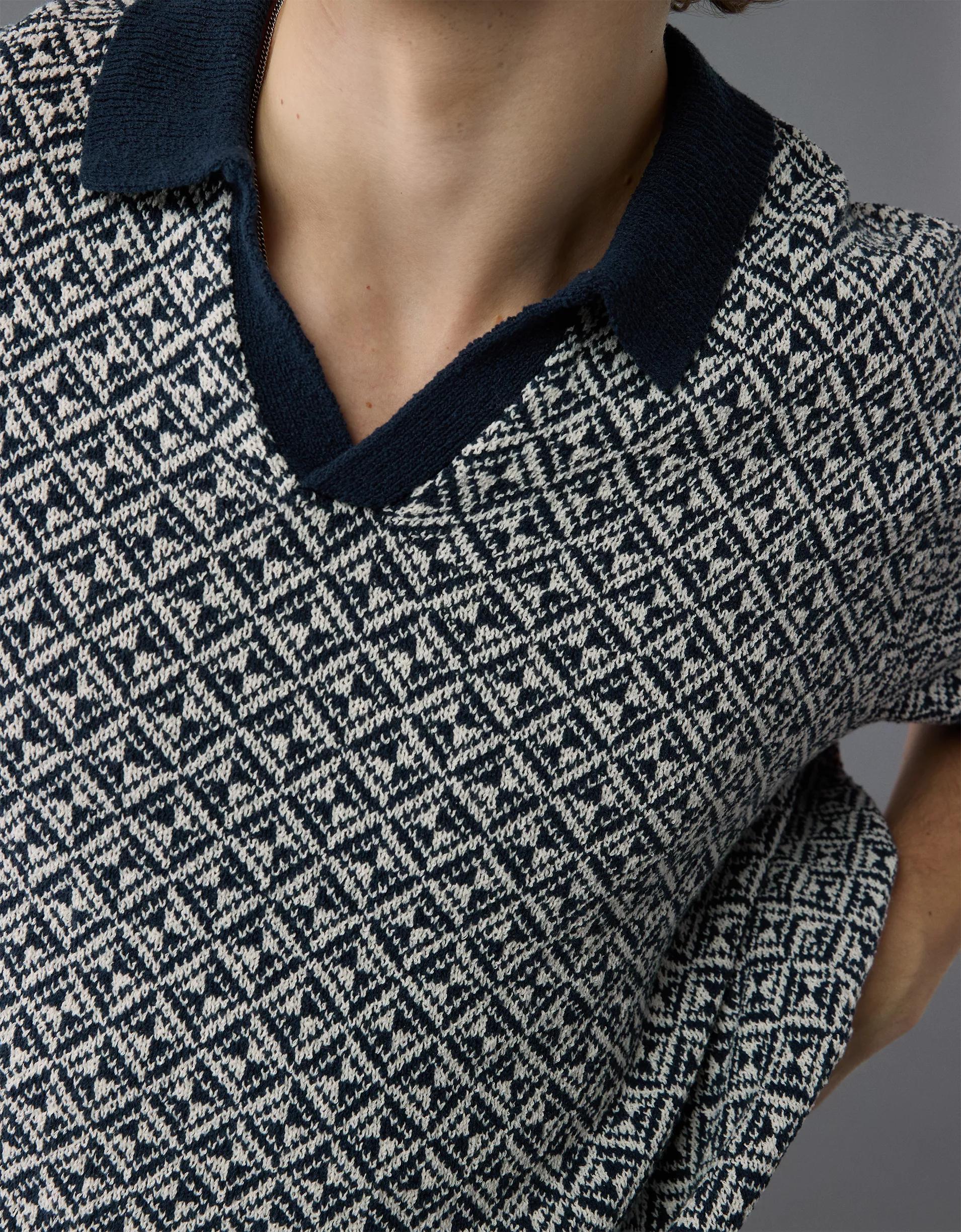 AE Weekend Printed Sweater Polo Shirt Product Image