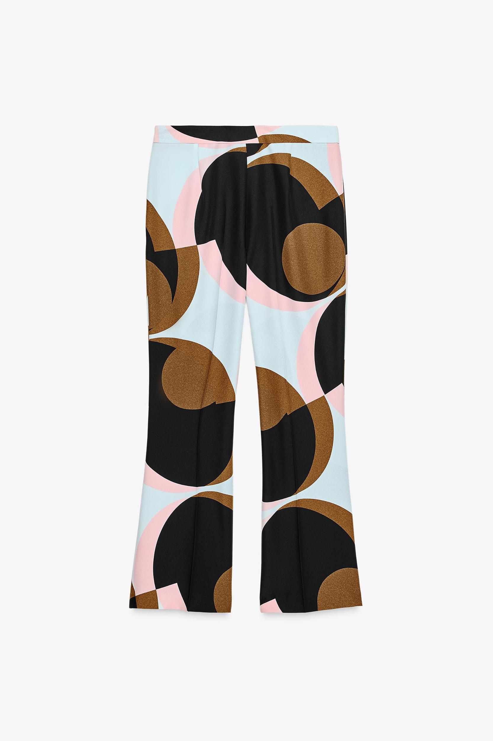 GEOMETRIC PRINT MINI FLARE PANTS Product Image