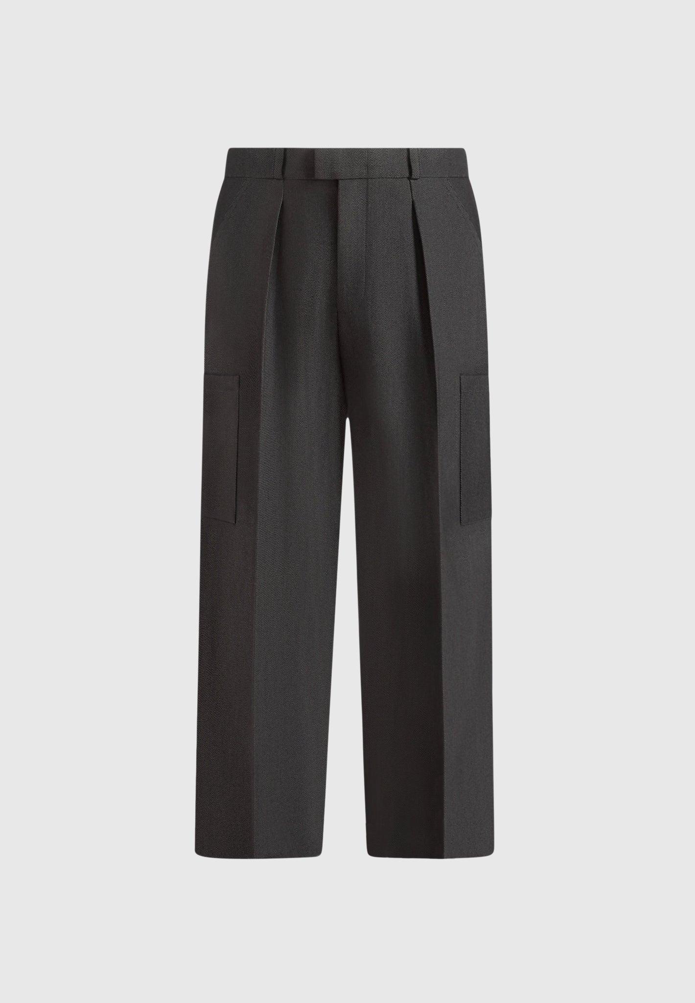 Luca - Relaxed Fit Pleated Pocket Trousers - Grey Male Product Image