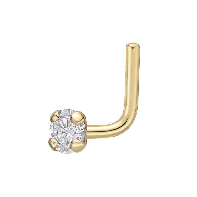 Lila Moon 14k Gold Diamond Accent L-Shape Nose Stud, Women's Product Image