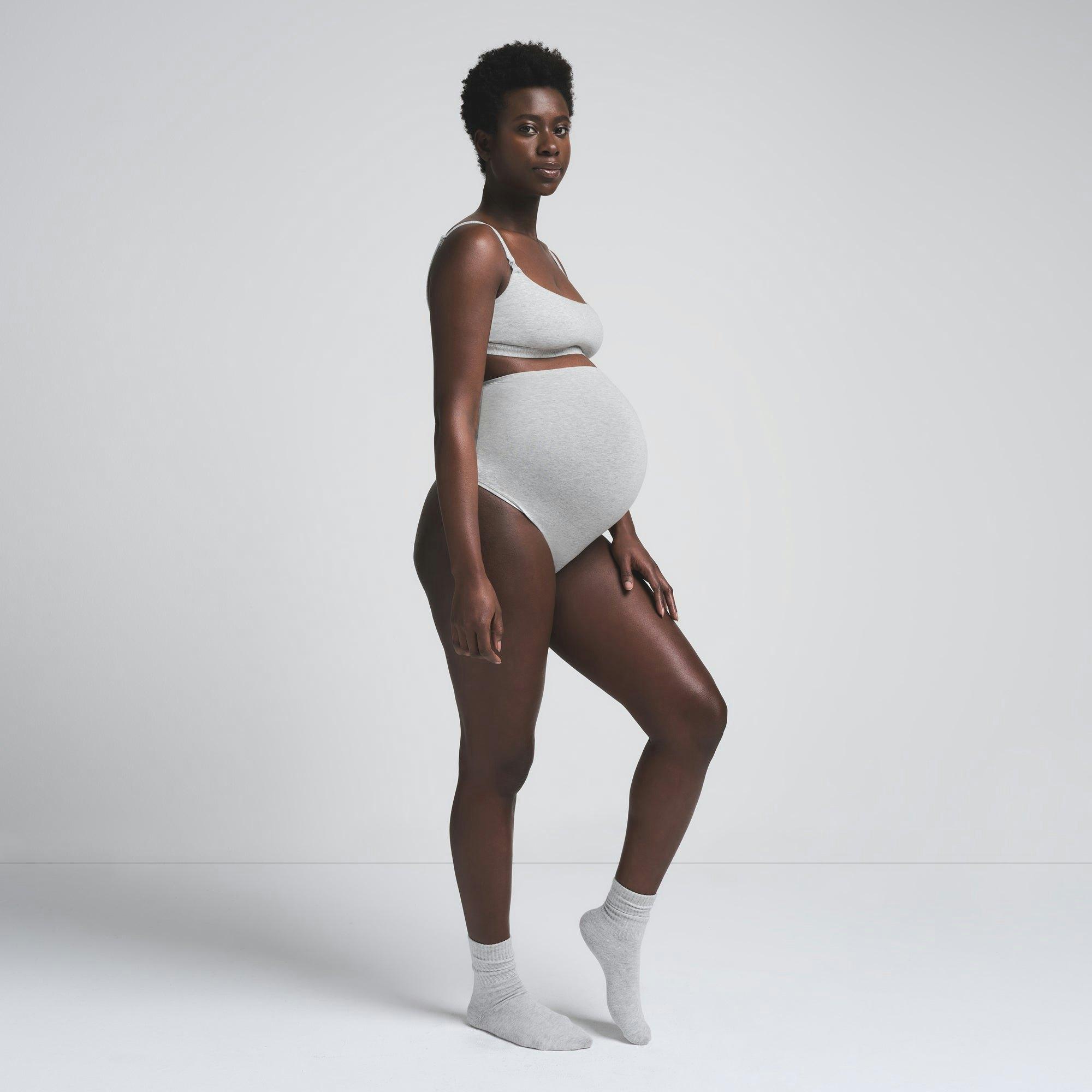 COTTON JERSEY MATERNITY NURSING SCOOP BRALETTE | LIGHT HEATHER GREY Product Image