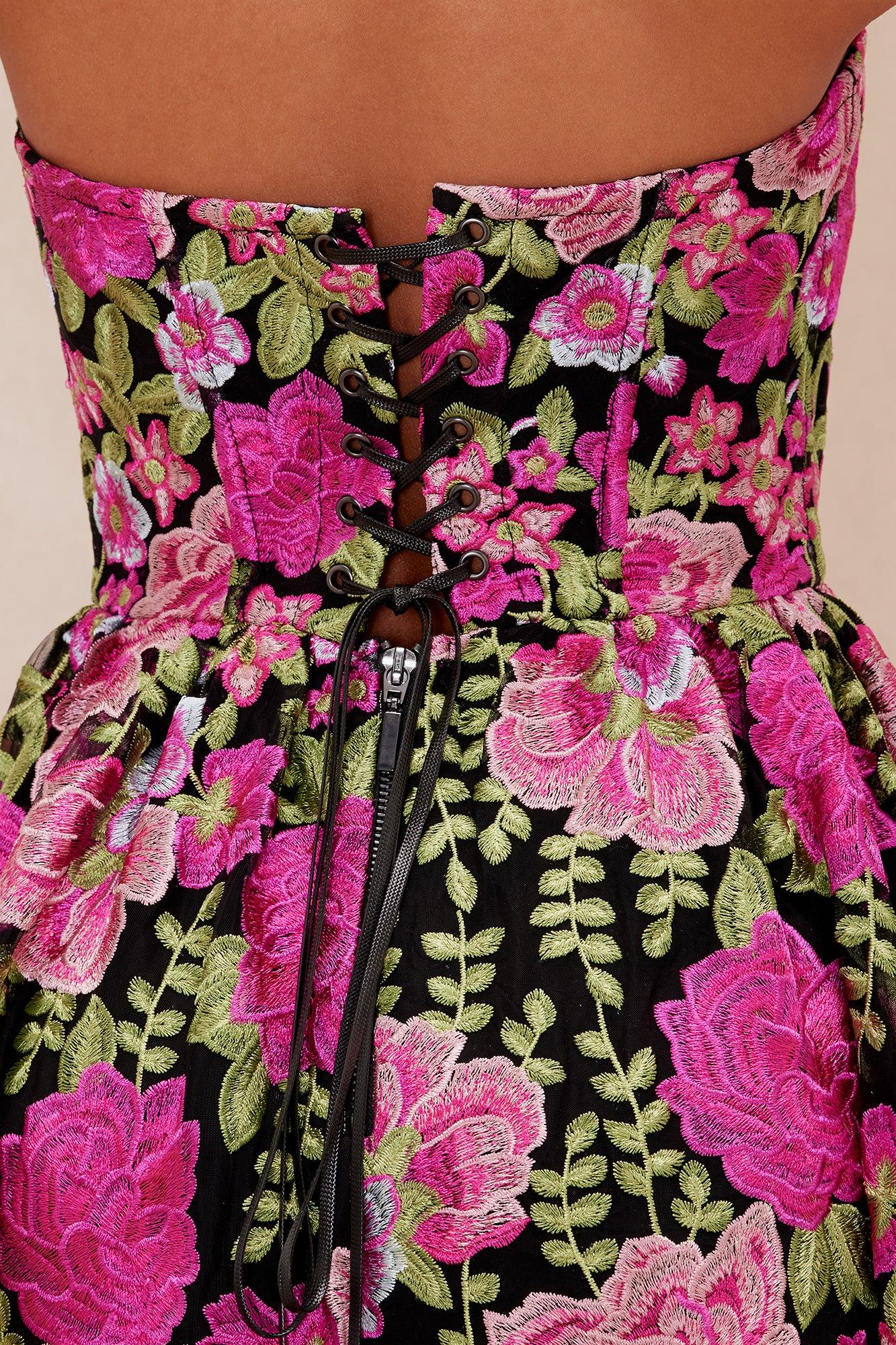 Alena Embroidered Midi Dress - Black/combo Product Image