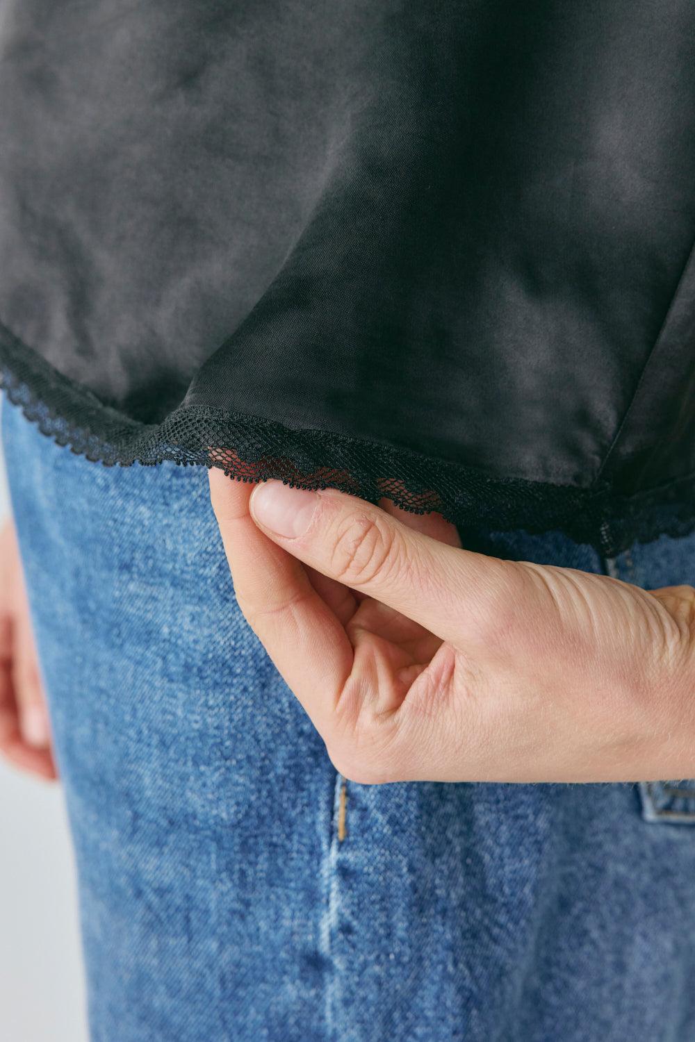 Flores Satin Top Black Product Image