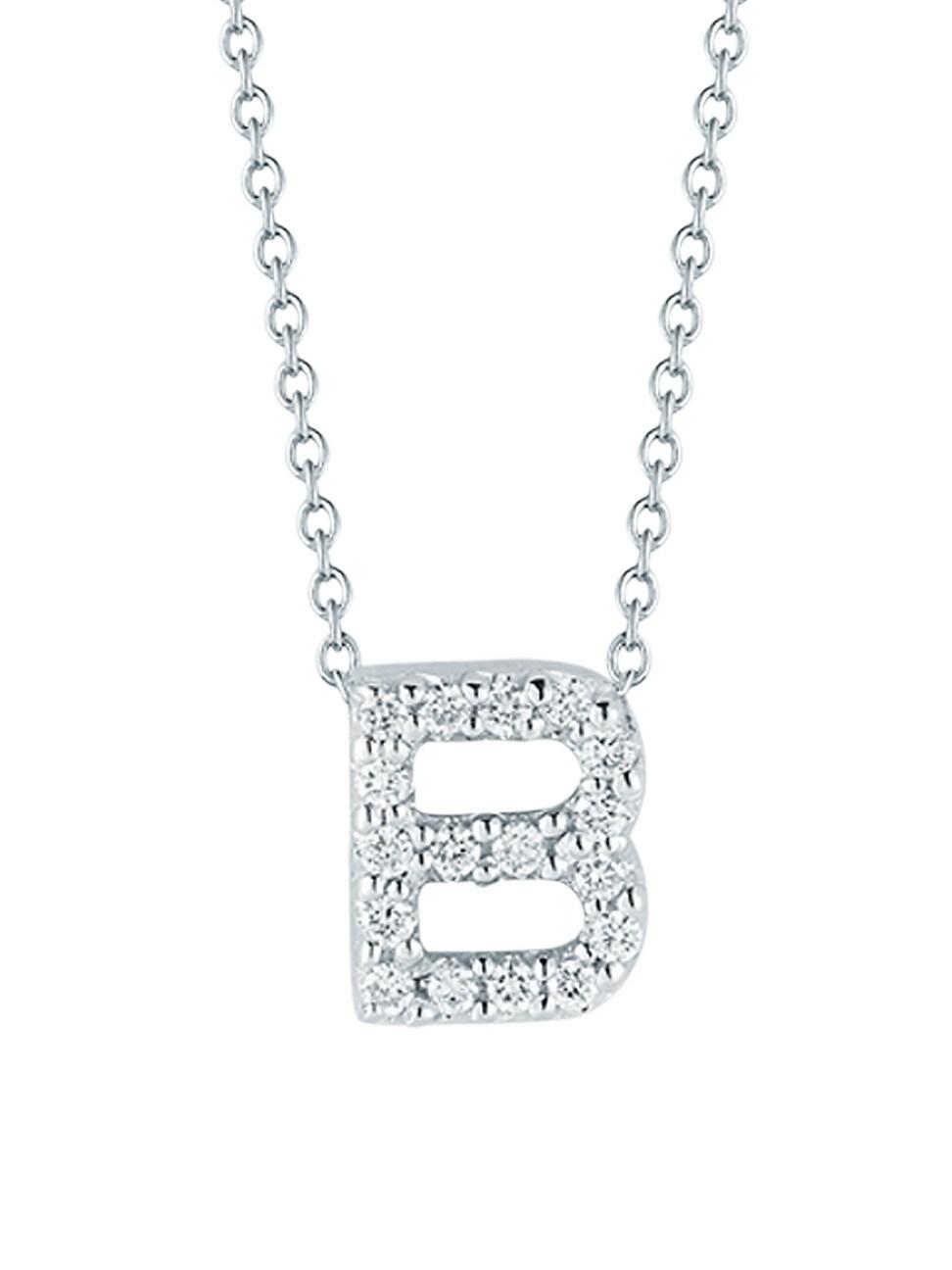 Womens Tiny Treasures 0.08 TCW Diamond & 18K White Gold Initial Necklace Product Image