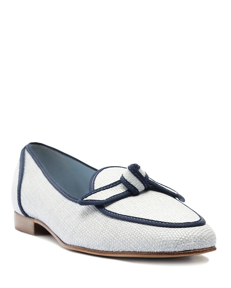 Womens Bow-Detailed Grosgrain & Raffia Loafers Product Image