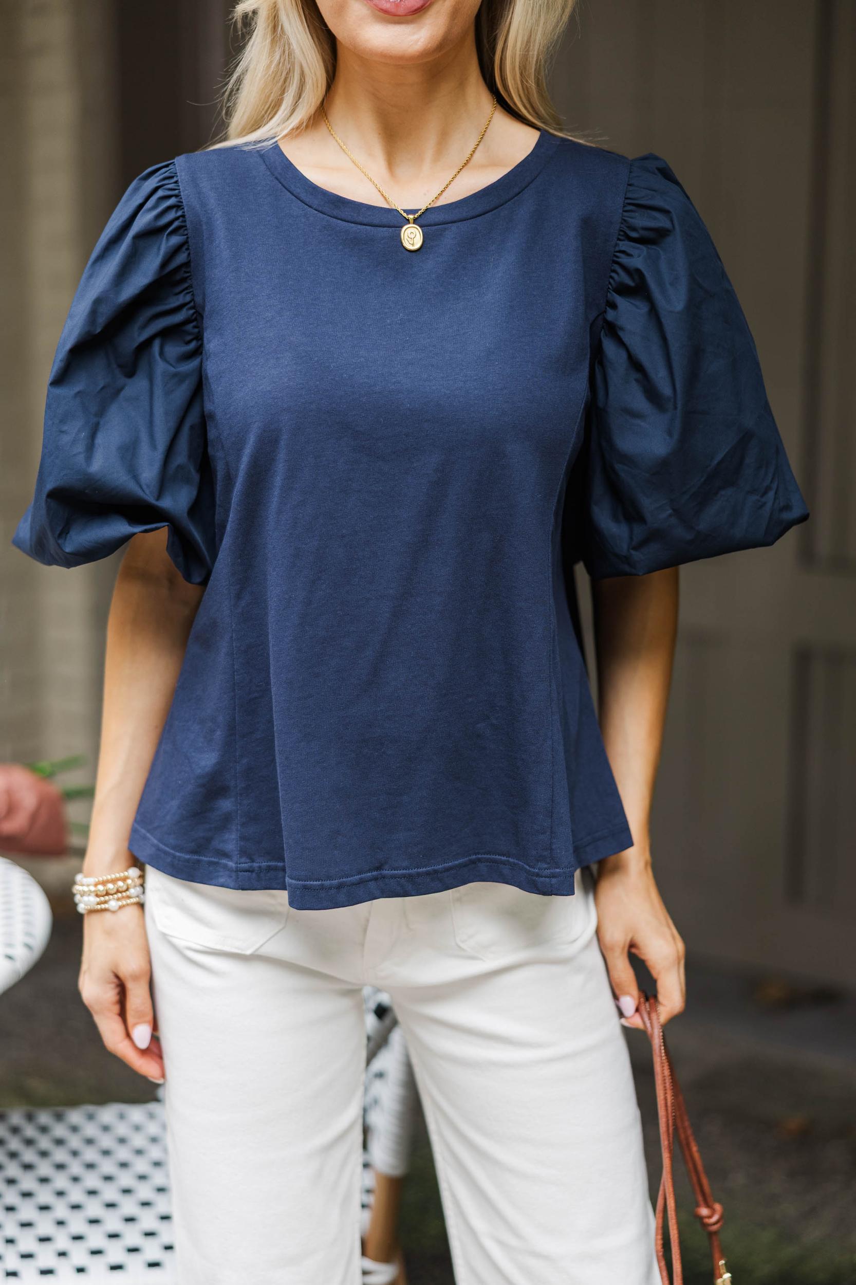 Lovely New Day Navy Blue Blouse Female Product Image