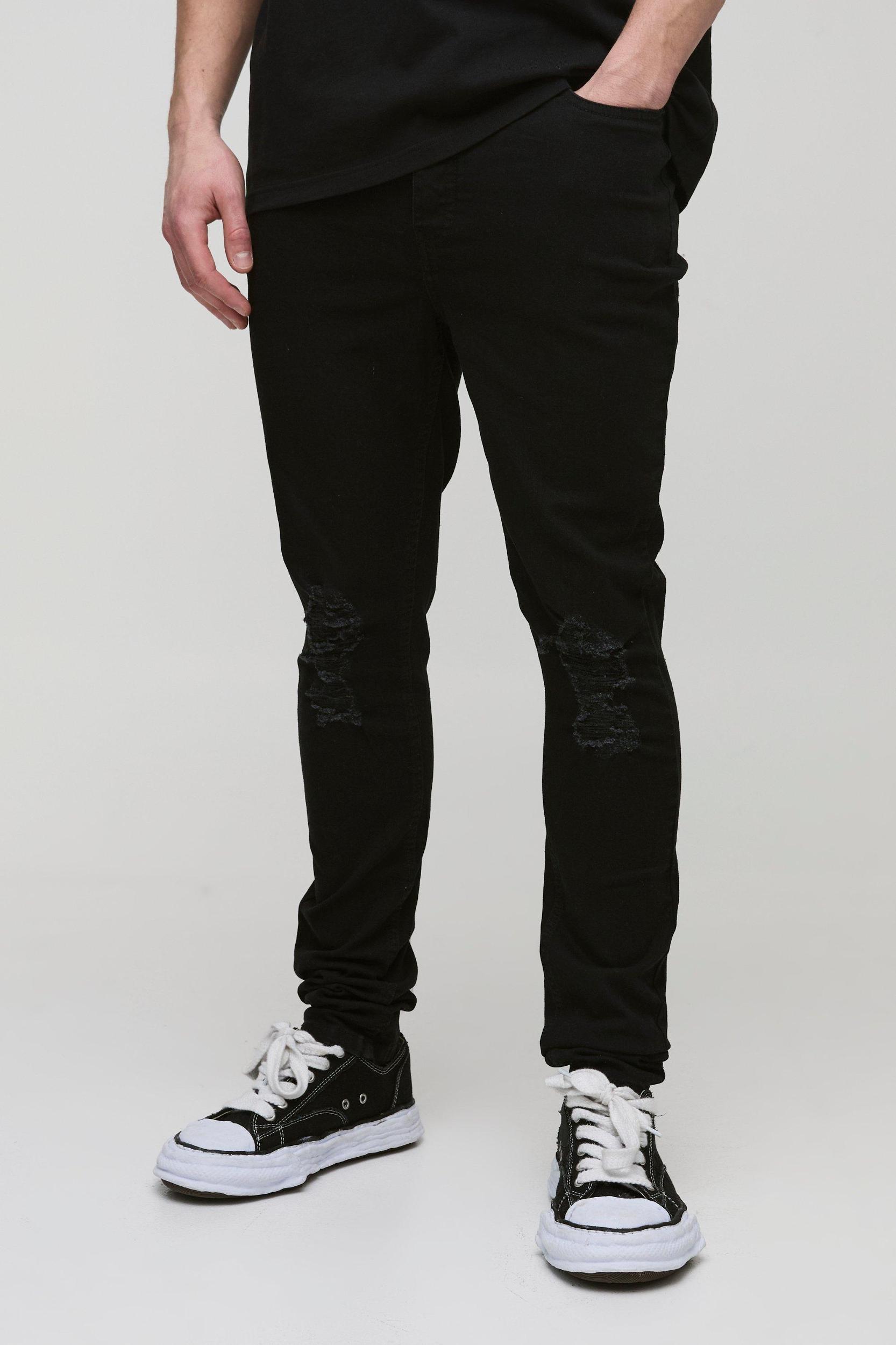 Tall Skinny Ripped Stretch Jeans | boohooMAN USA Product Image