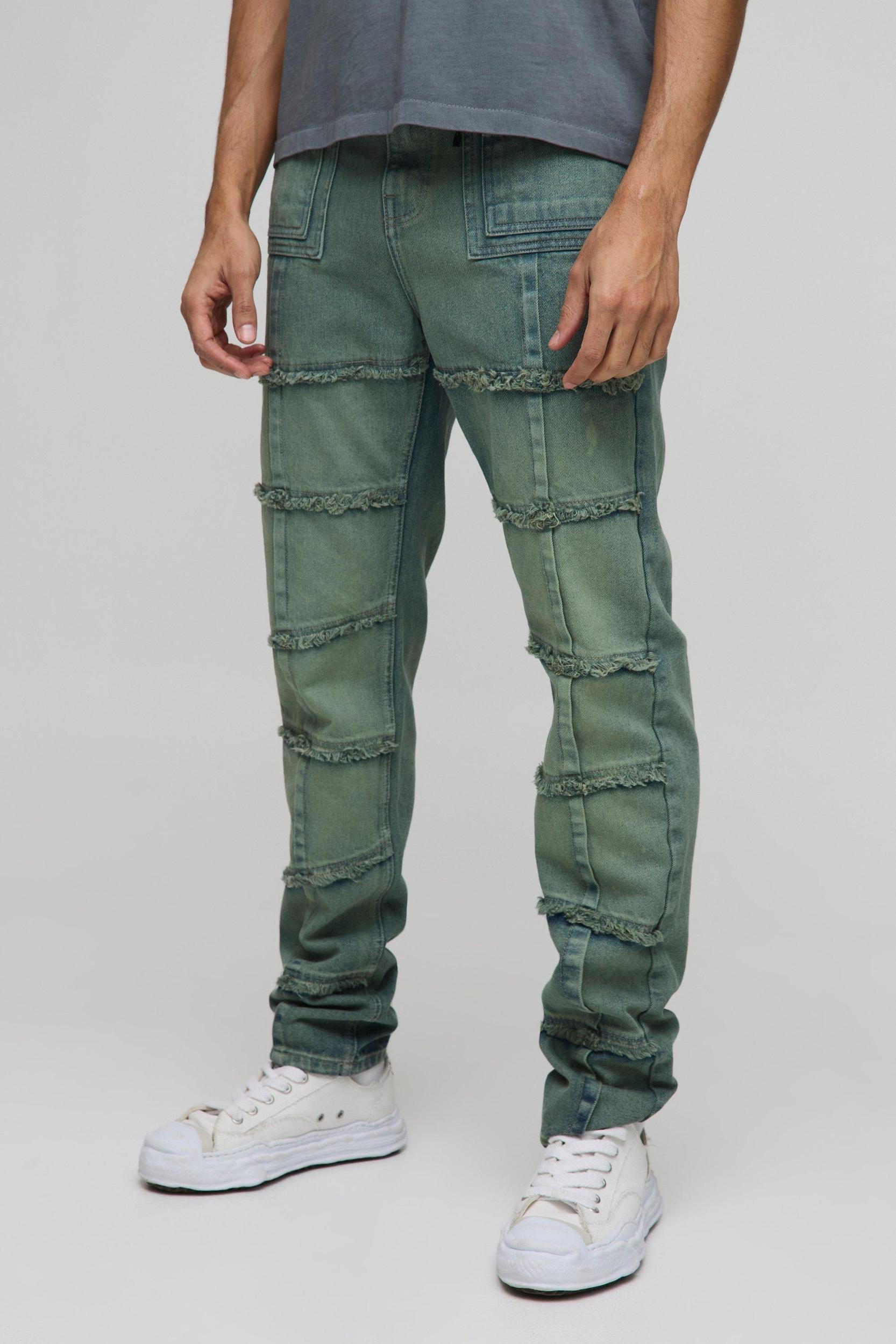 Slim Rigid Stacked Distressed Seam Detail Jeans | boohooMAN USA Product Image