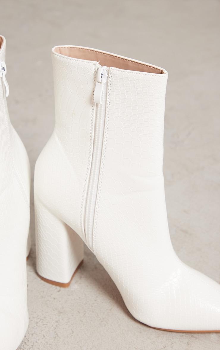 White Faux Snake Ankle Boot Product Image