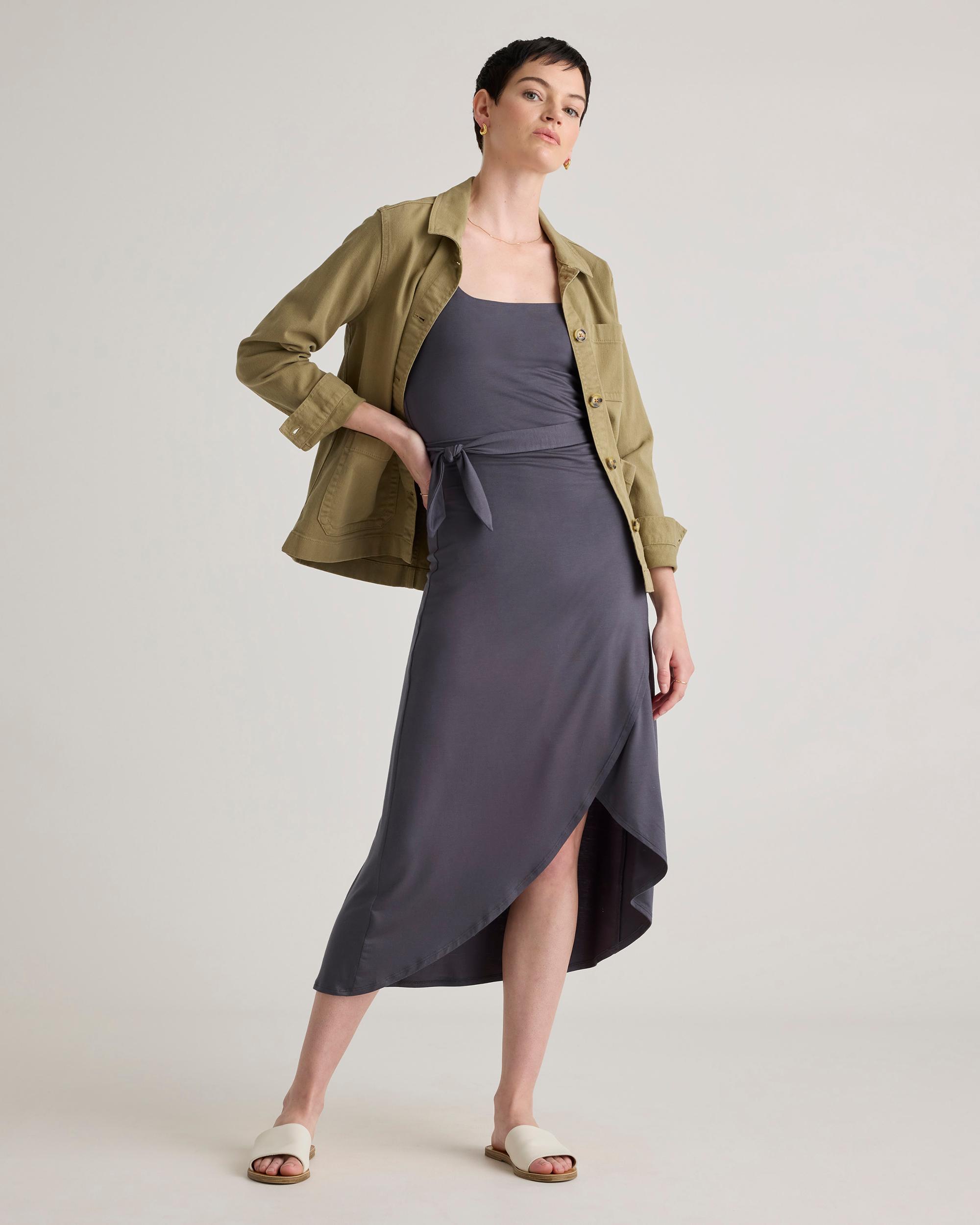 Quince | Women's Tencel Jersey Side Tie Midi Dress Size XS Product Image