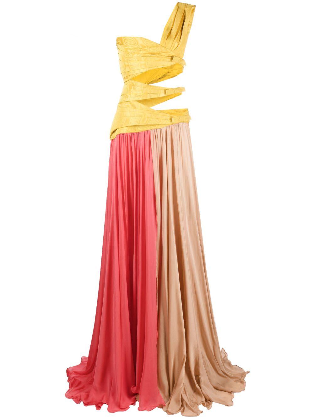colour-block draped silk gown Product Image