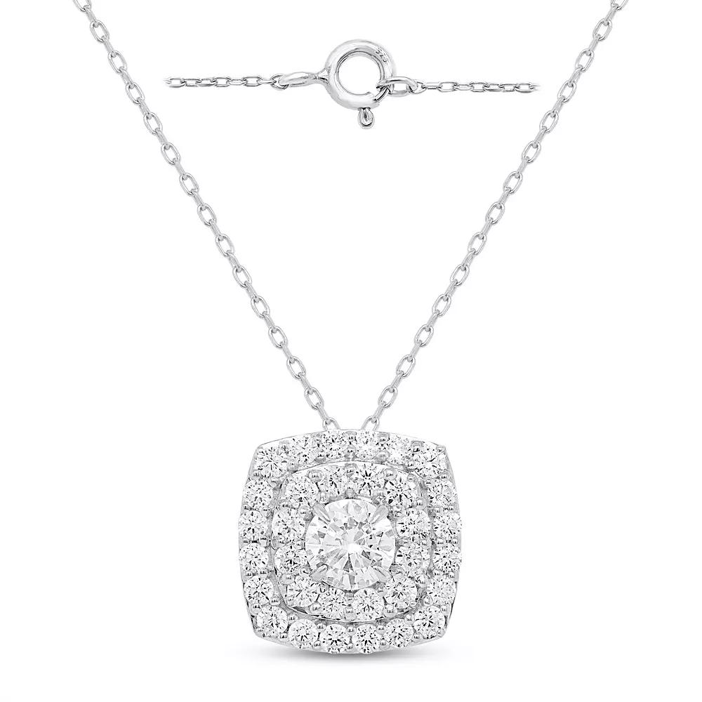 Ethique Sterling Silver 2 ct T.W. Lab Grown Diamond Cushion Shaped Pendant Necklace, Women's, Size: 18", Silver Tone Product Image