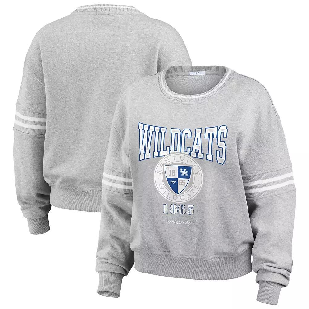 Women's WEAR by Erin Andrews Heather Gray Kentucky Wildcats Classic Stripe Pullover Sweater, Size: XL, Grey Product Image