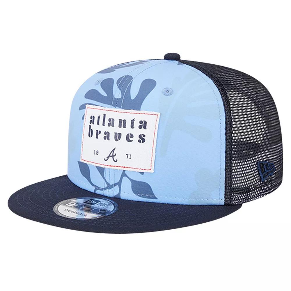 Men's New Era Navy Atlanta Braves Bikini Bottom Trucker 9FIFTY Snapback Hat, Blue Product Image