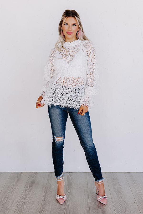 Lovestruck Babe Lace Top in Ivory Product Image