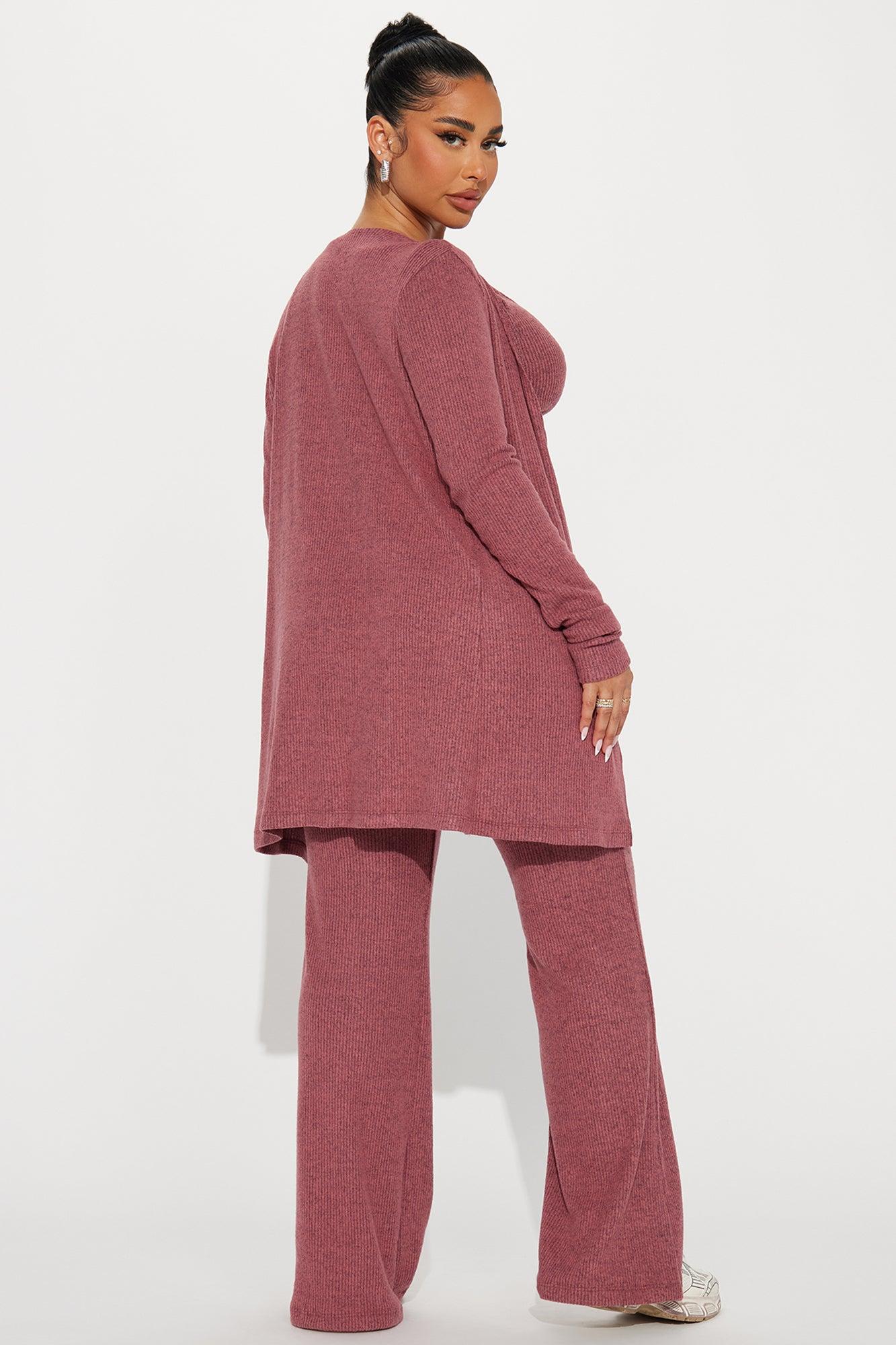 Calm N Cozy 3 Piece Pant Set - Mauve Product Image