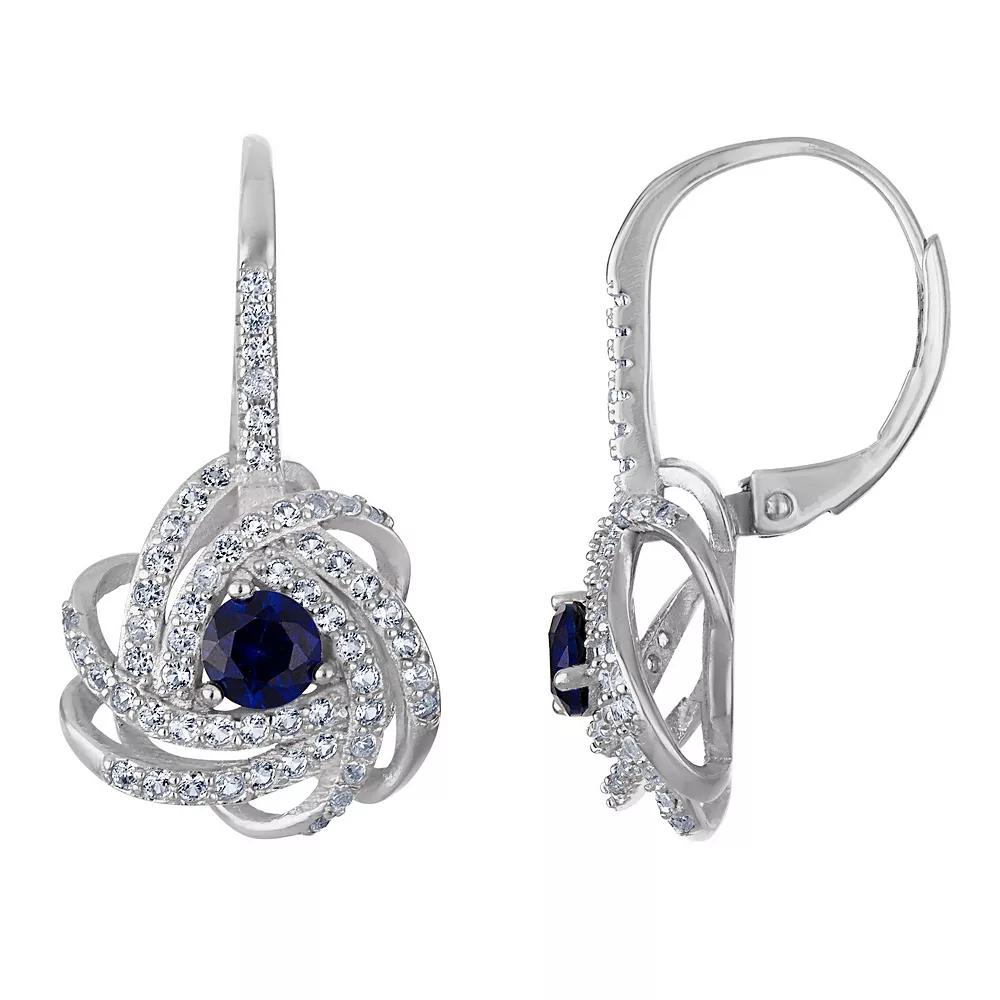 Designs by Gioelli Sterling Silver Gemstone Love Knot Leverback Earrings, Women's, London Blue Topaz Product Image