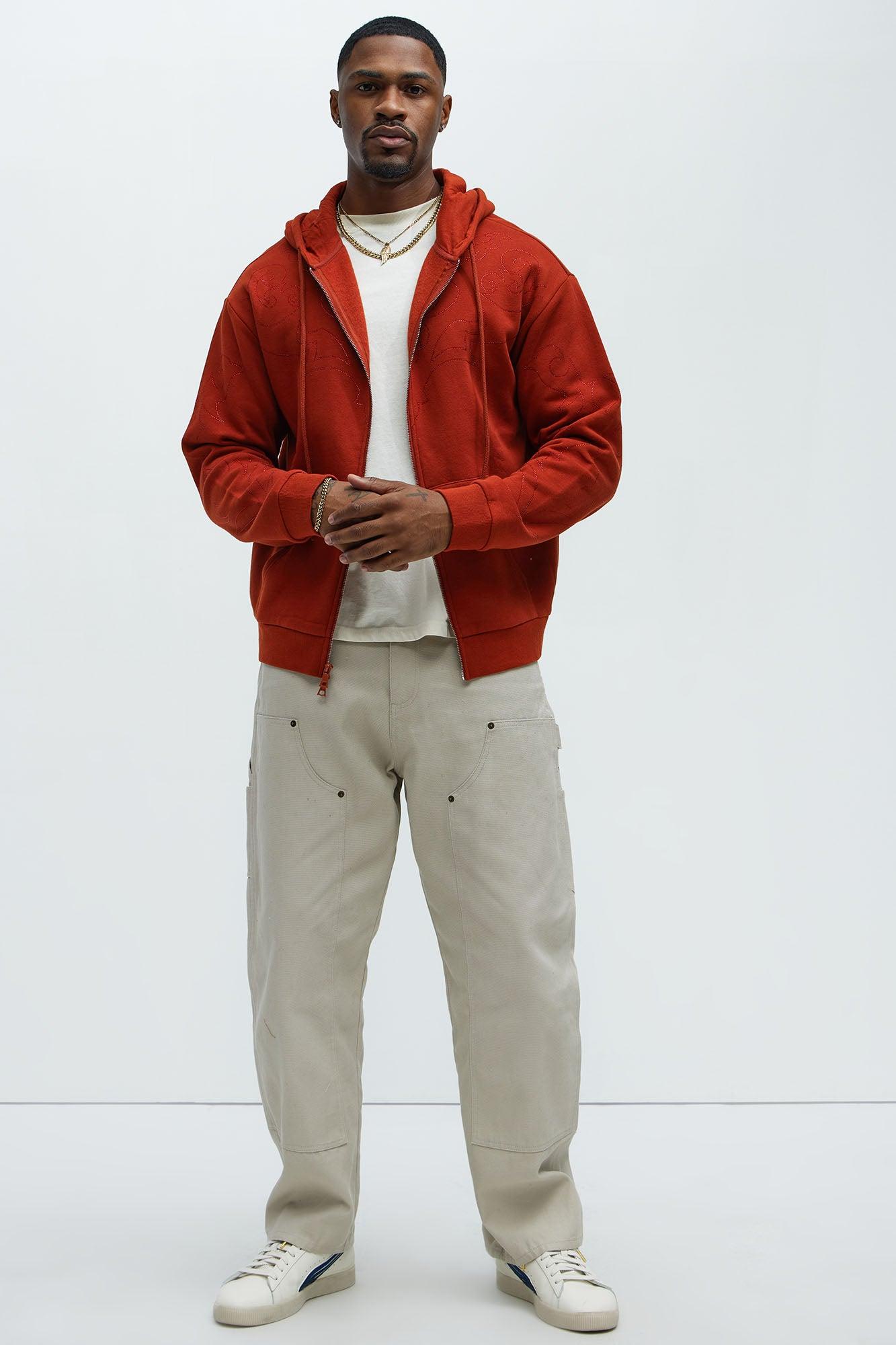 Tyson Western Zip Up Hoodie - Red Product Image