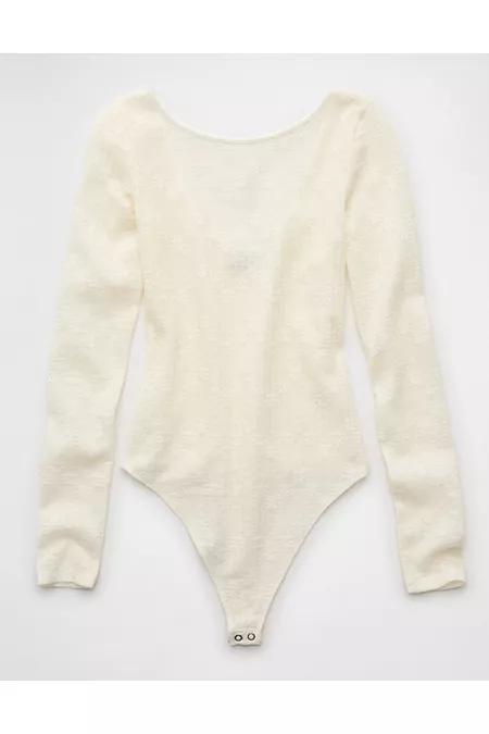 AE Long-Sleeve Lace Bodysuit Womens Product Image