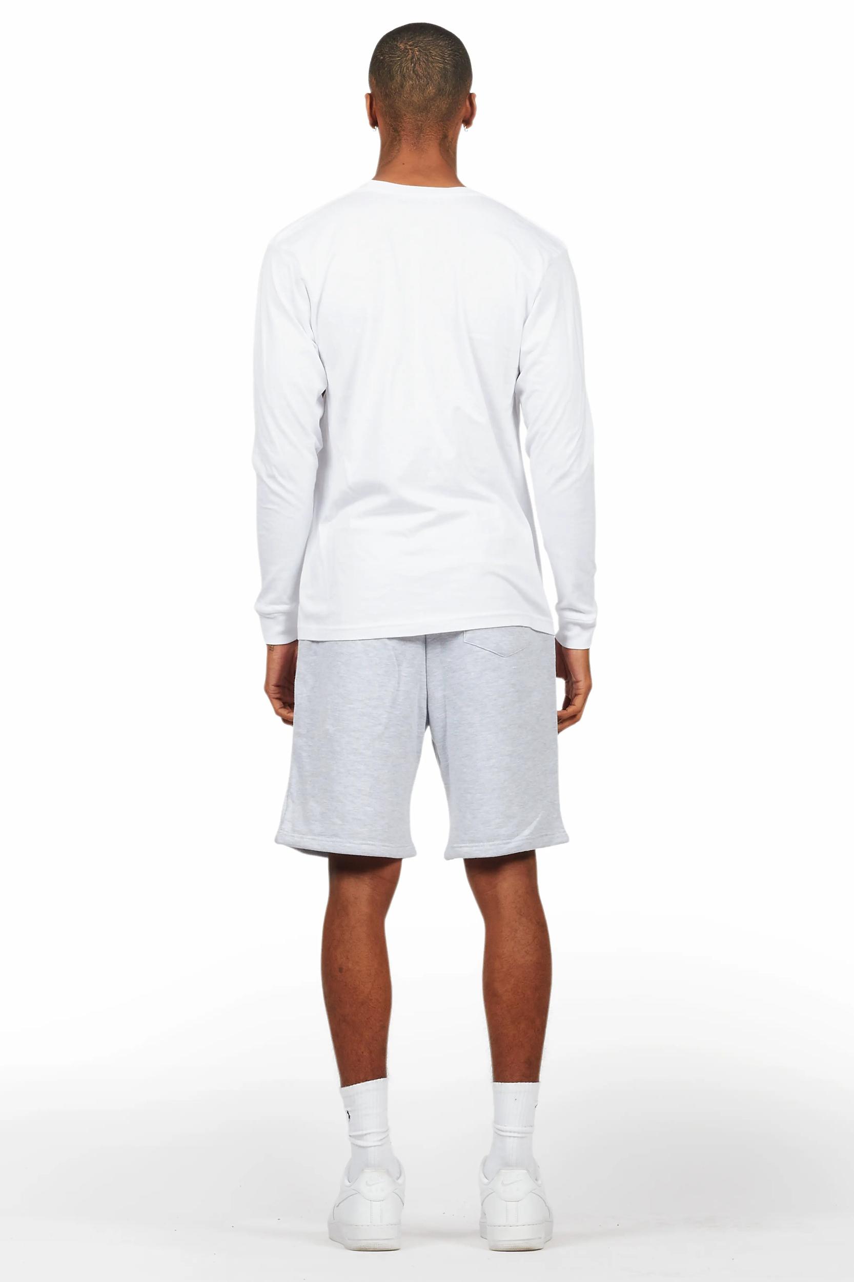 Fields White/Grey Long Sleeve T-Shirt Short Set Male Product Image