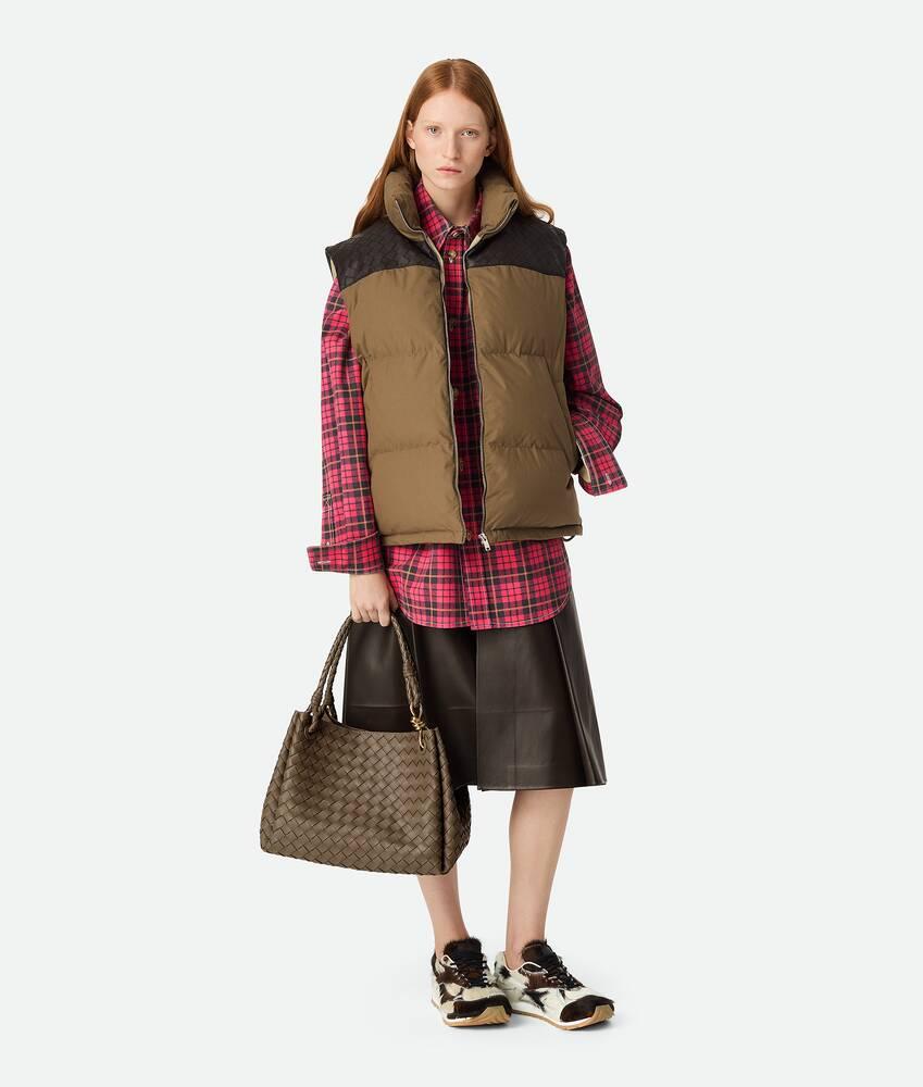 Women's Leather Pleated Skirt in Kale Product Image