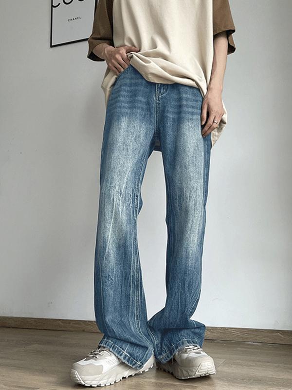 Men's Vintage Wash Ripped Loose Jeans Product Image