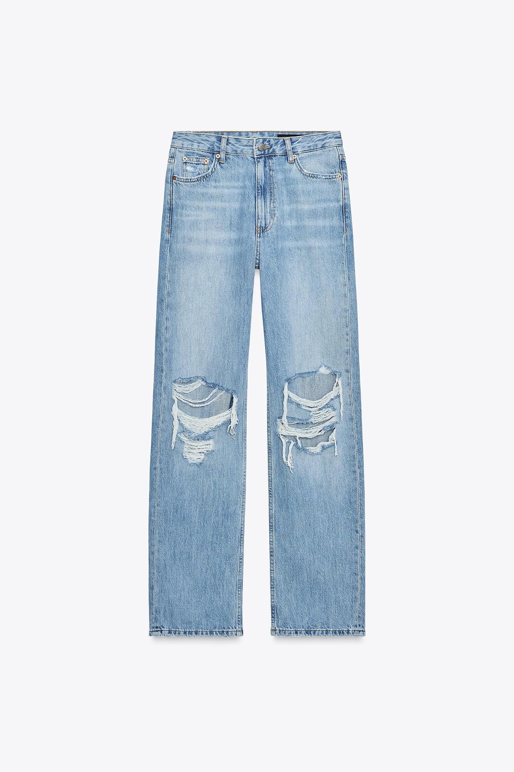 ZW COLLECTION MID-RISE RIPPED STRAIGHT JEANS Product Image