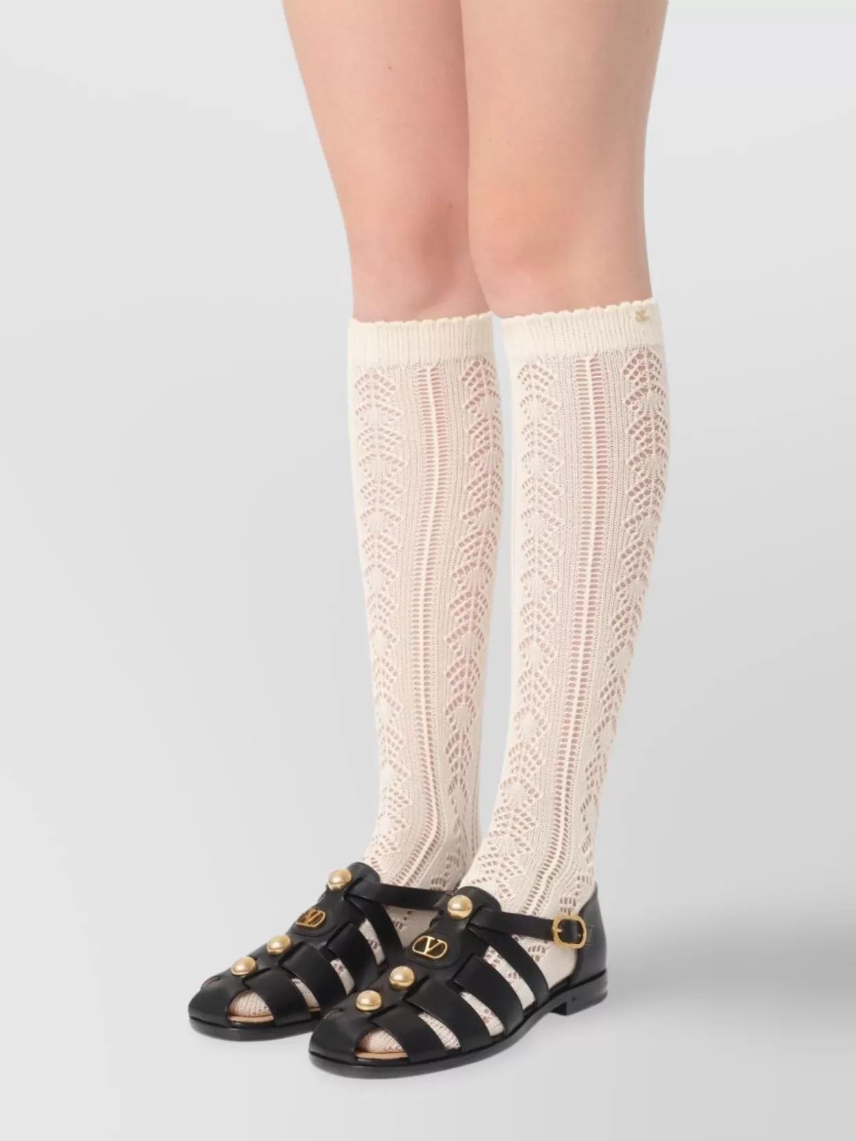 VALENTINO GARAVANI Vlogo Signature Faux-pearl Flat Sandals In Black Product Image