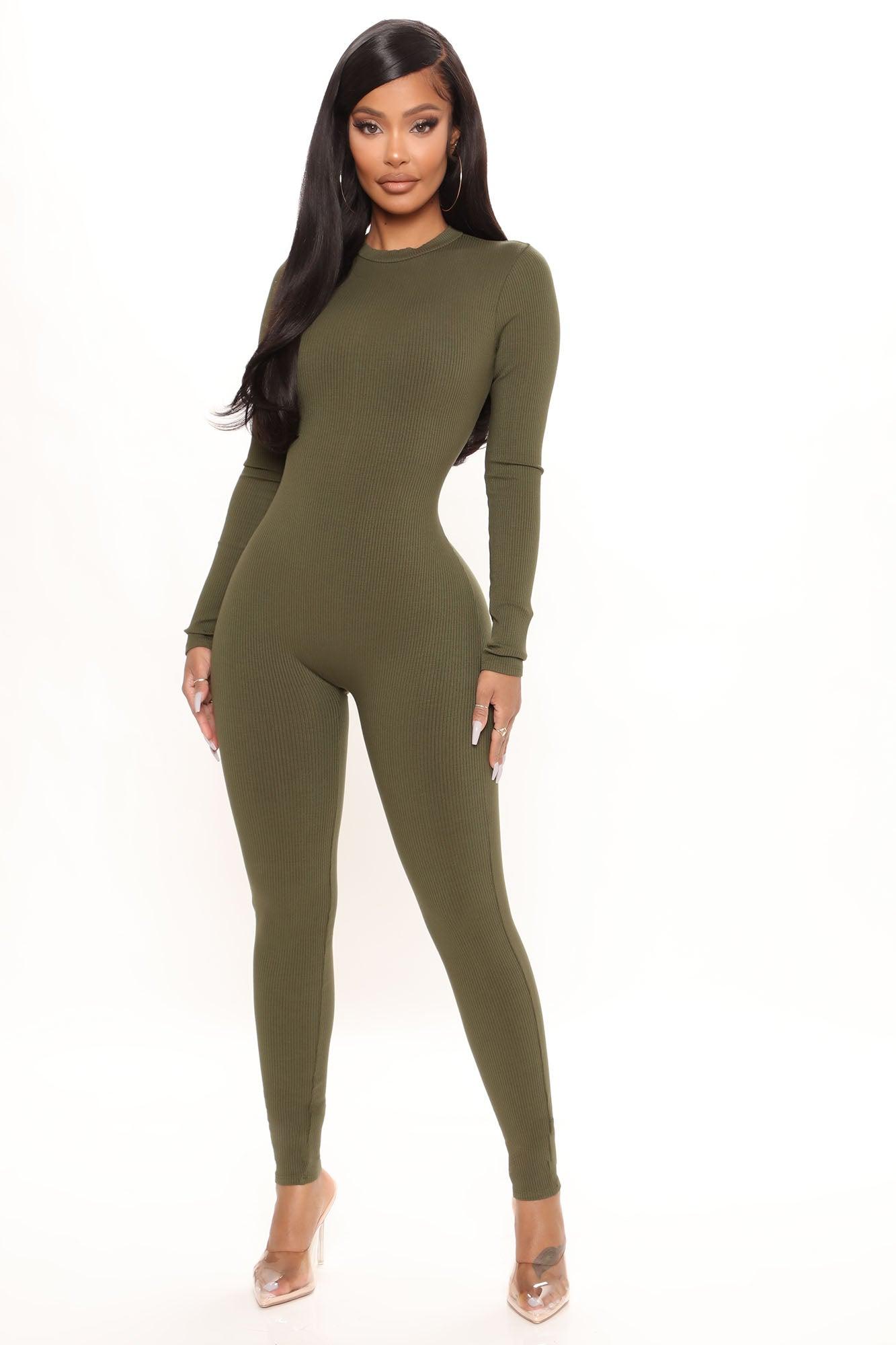 Maribel Snatched Jumpsuit - Olive Product Image