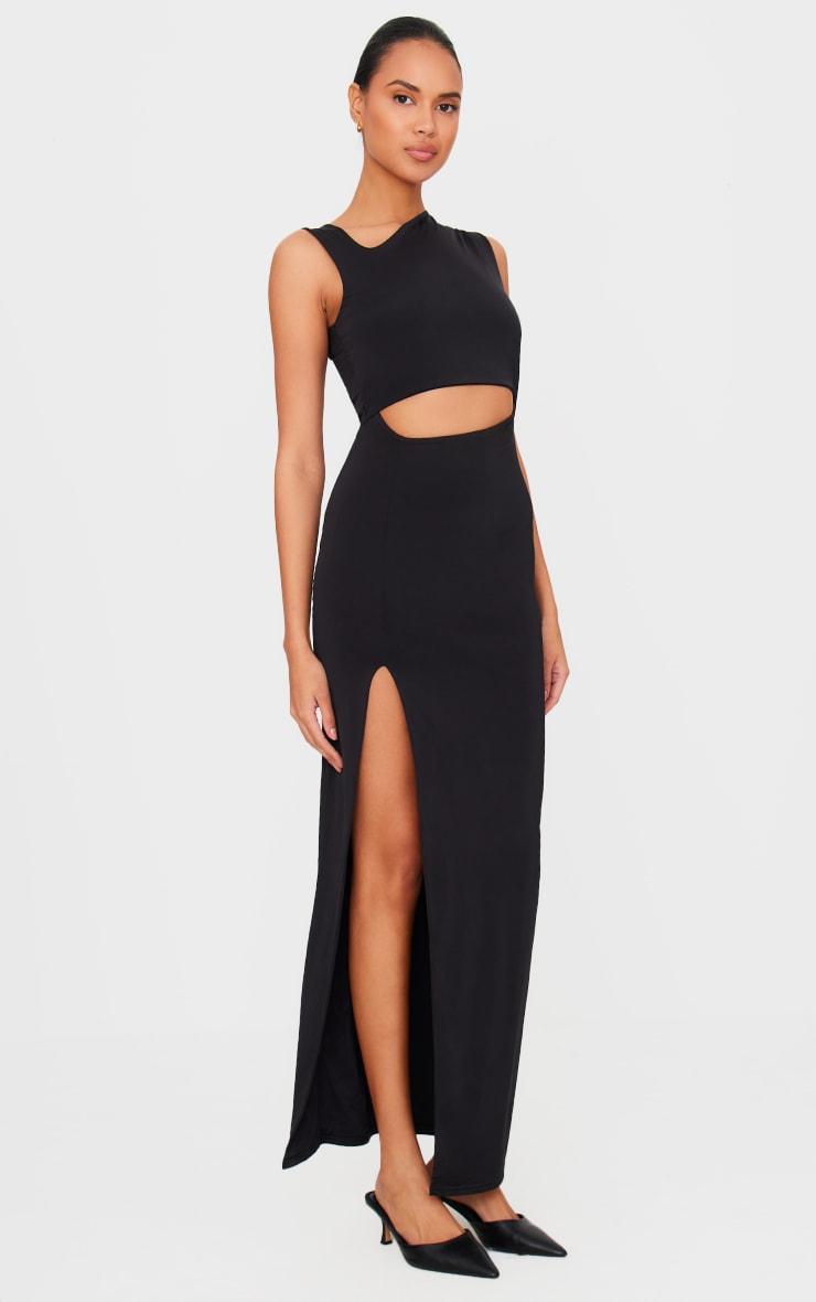 Black Soft Touch Cut Out Maxi Dress Product Image