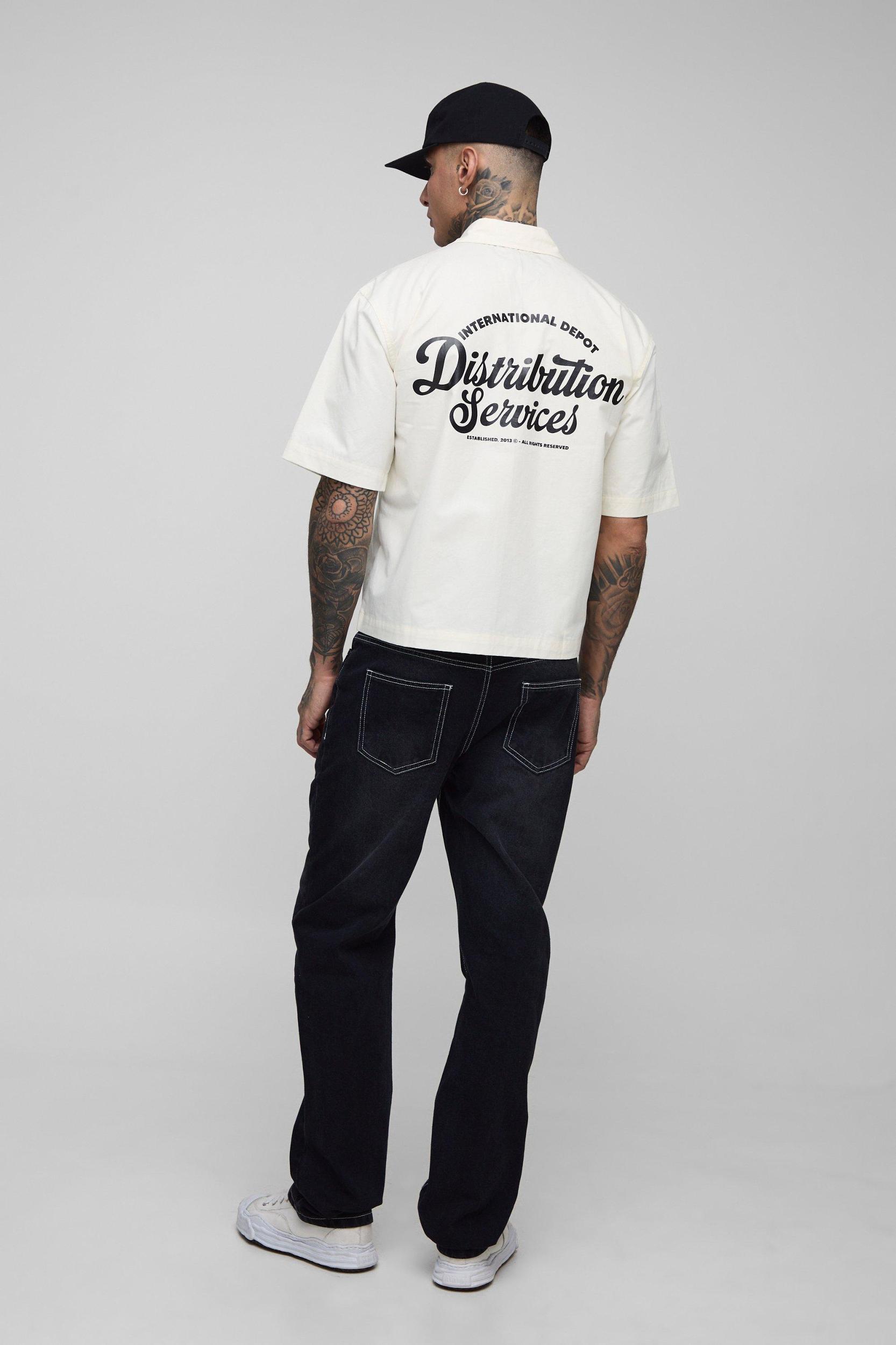 Tall Straight Rigid Contrast Stitch Jeans | boohooMAN USA Product Image