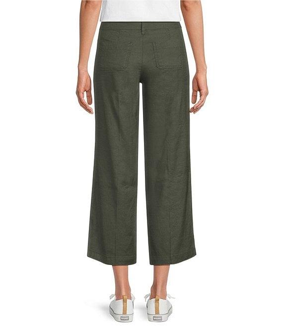 NYDJ Stretch Linen Blend High Rise Wide Leg Cargo Capri Pants Product Image