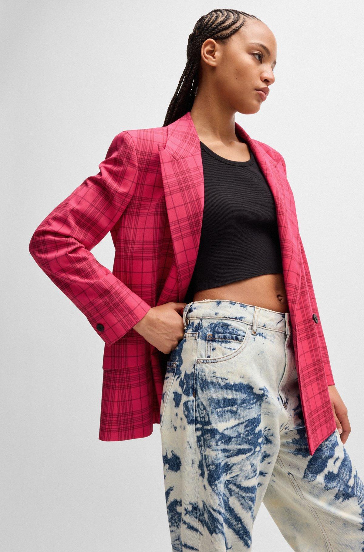 Slim-fit jacket in checked stretch material Product Image