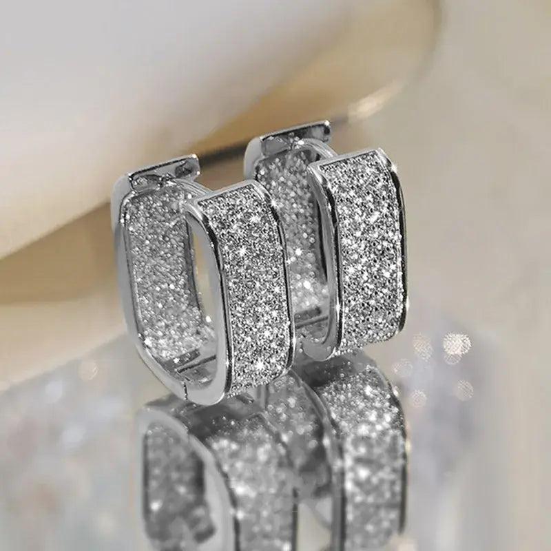 Gold U Shaped Diamond Earrings Product Image