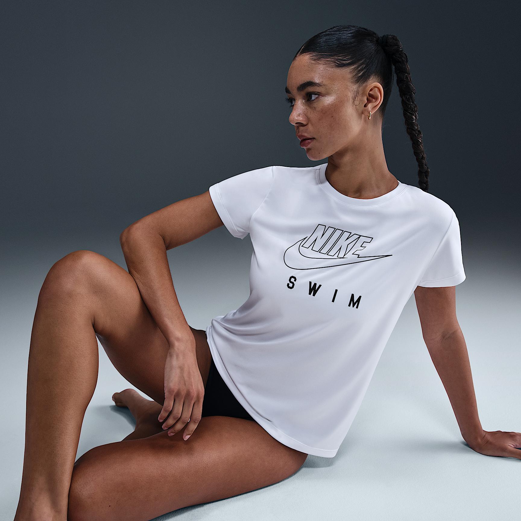 Nike Womens Swim Swoosh Hydroguard Short-Sleeve Top | NESSF326-100 Product Image