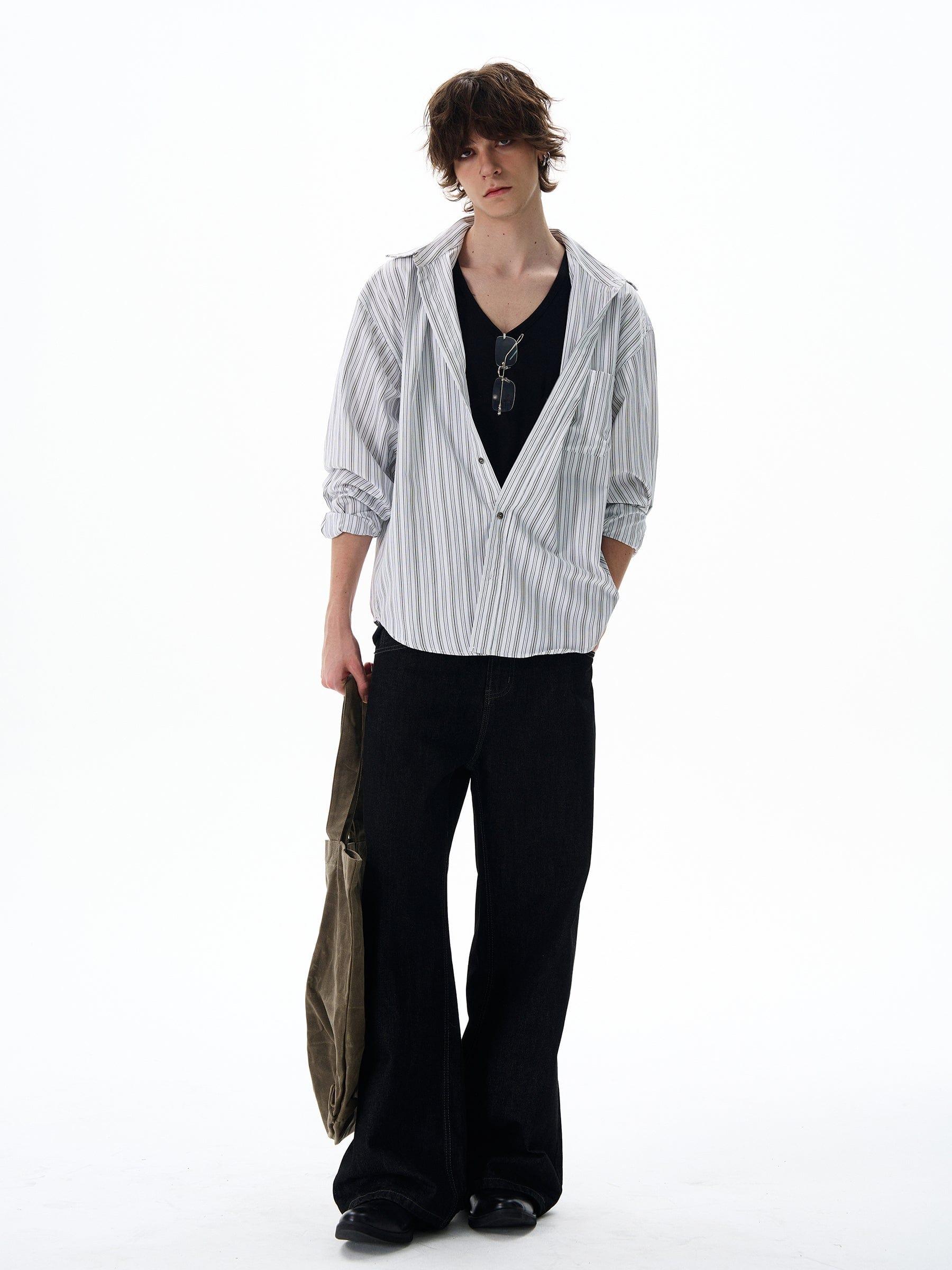 RT No. 12709 VERTICAL STRIPED COLLAR SHIRT Product Image