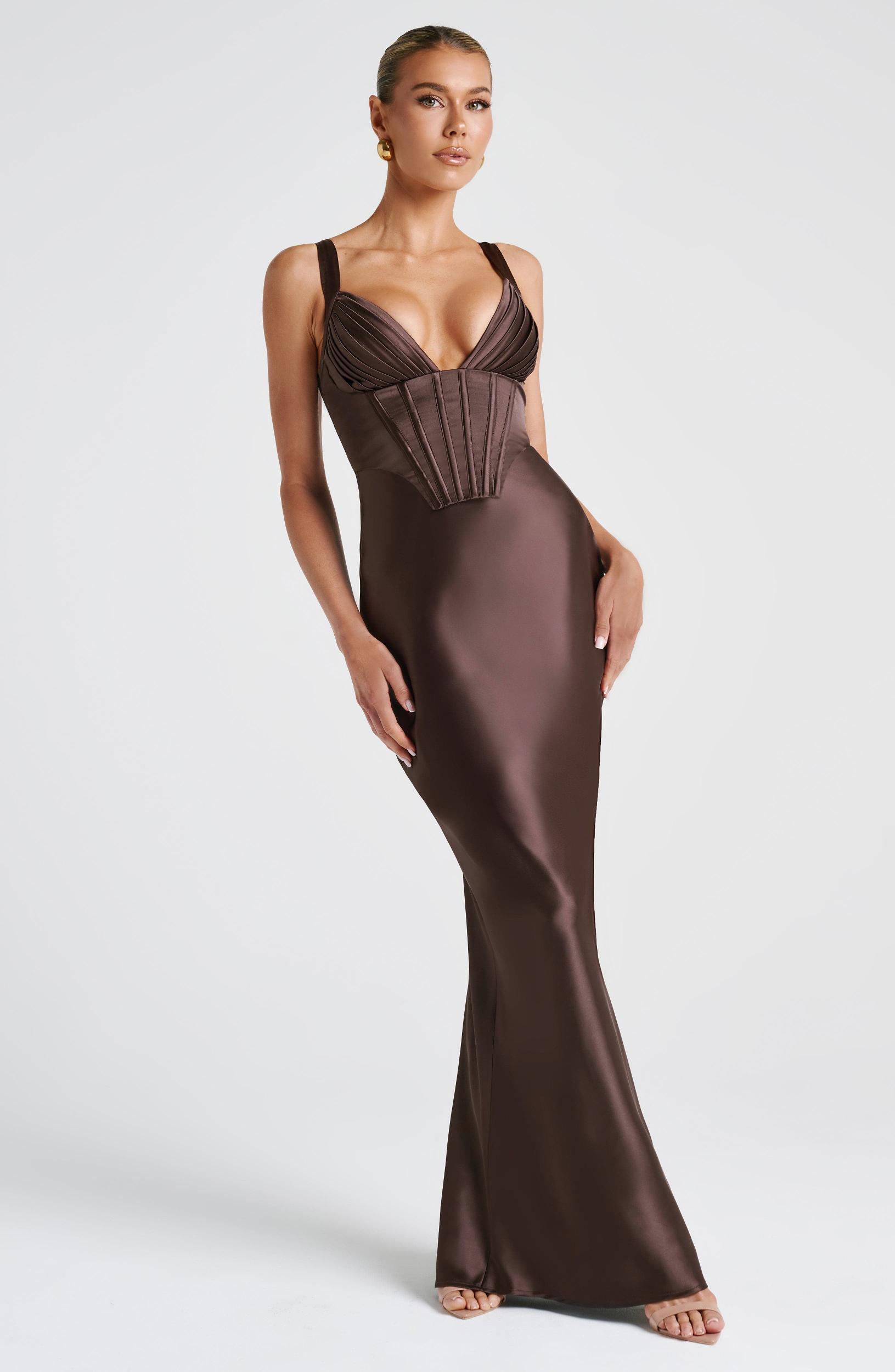 Shae Maxi Dress - Plum Brown Product Image