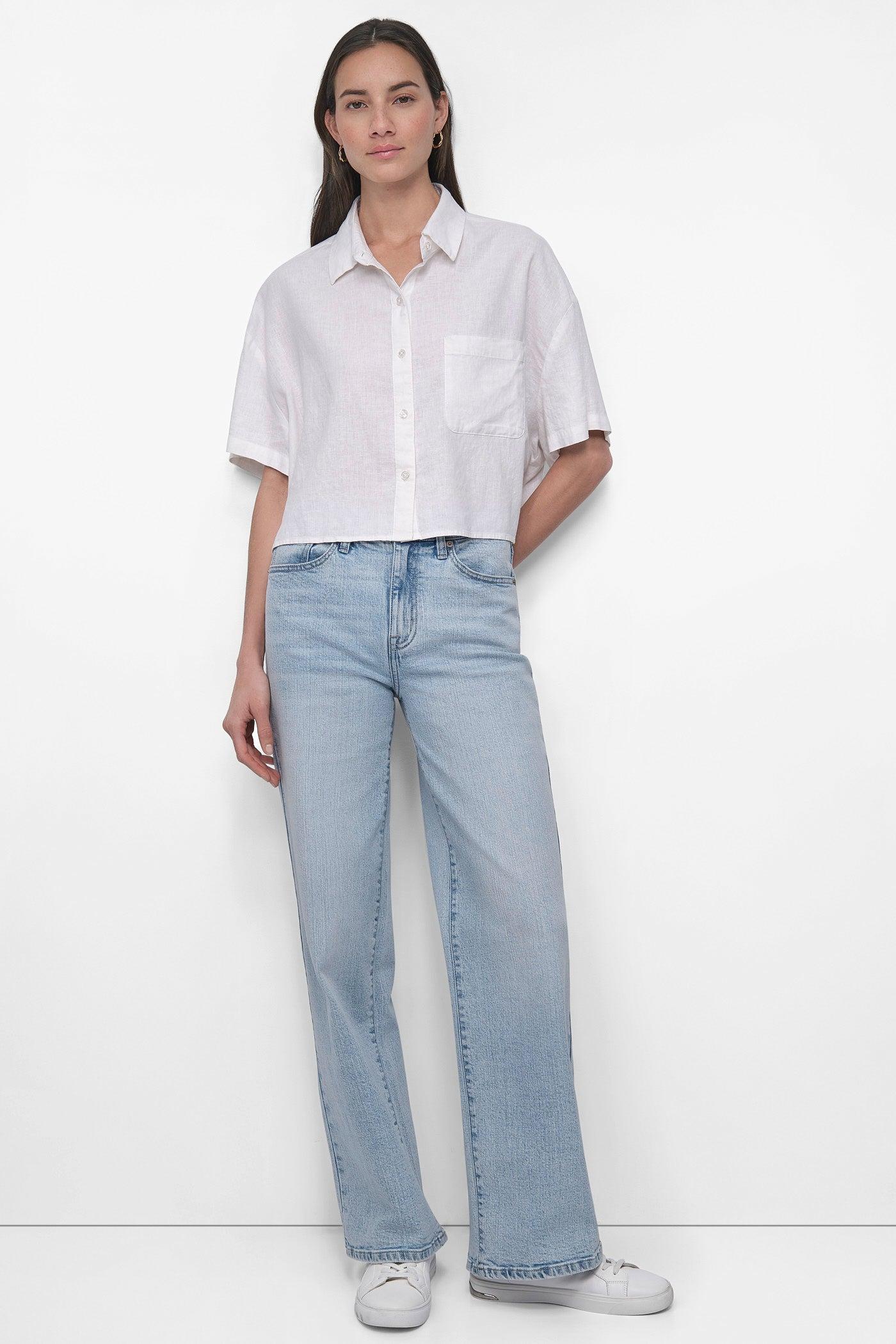 CROPPED LINEN-BLEND SHIRT Product Image