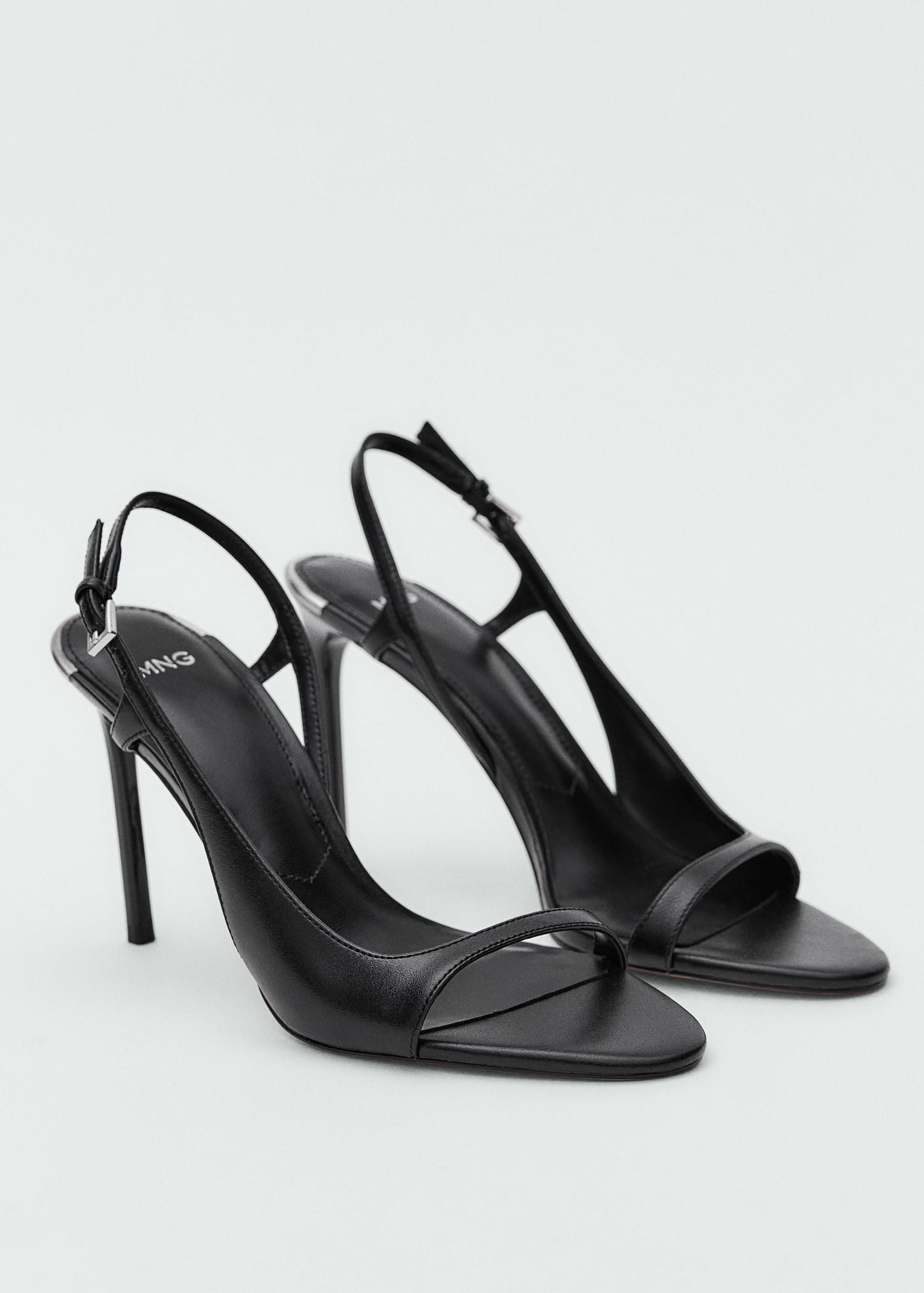 Leather sandals with asymmetrical heel - Women | MANGO USA Product Image