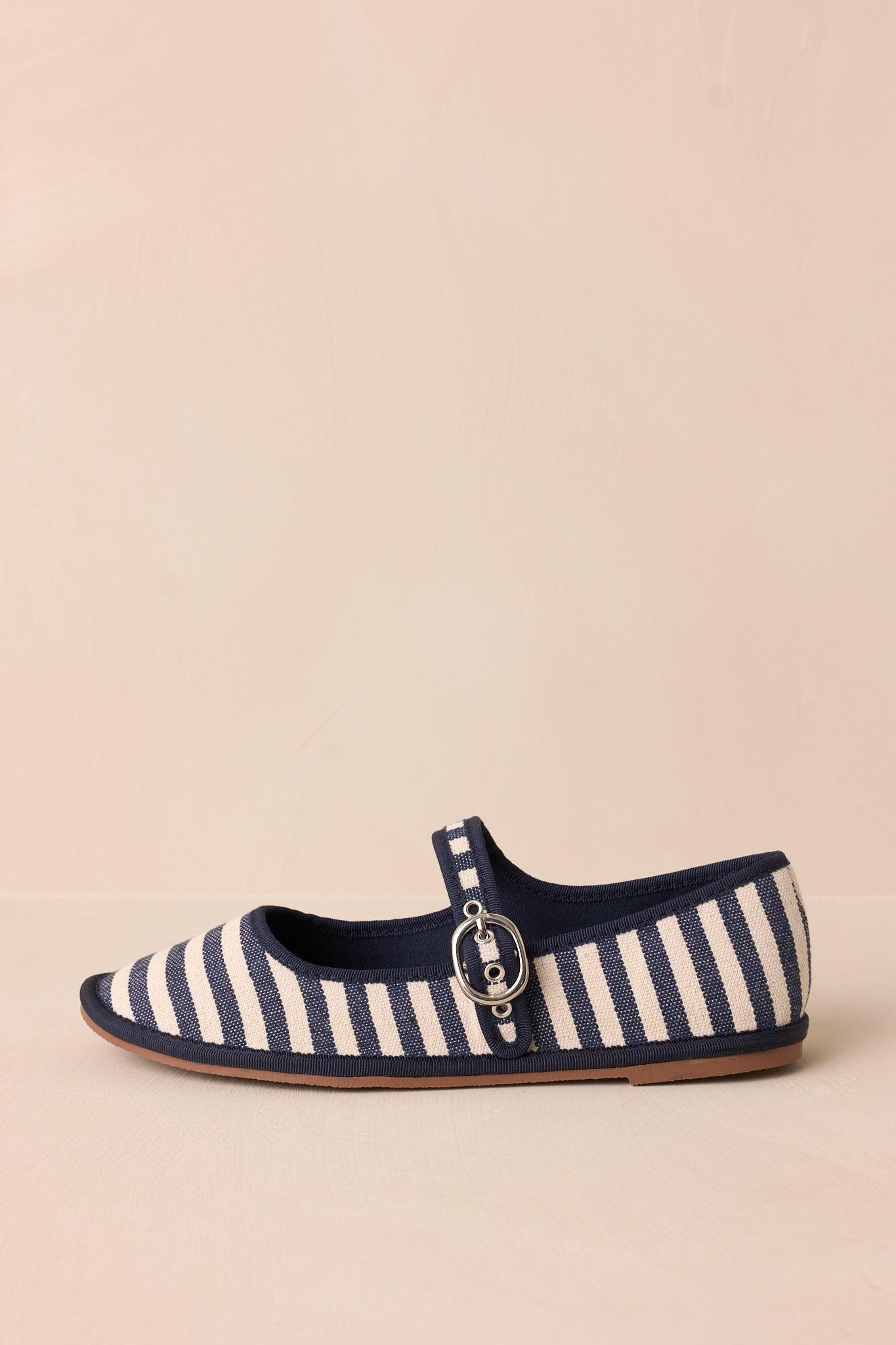 Saltwater Stroll Navy Stripe Mary Jane Flats Product Image