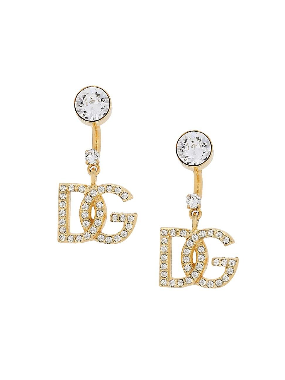 Womens Goldtone & Glass Crystal Monogram Drop Earrings Product Image