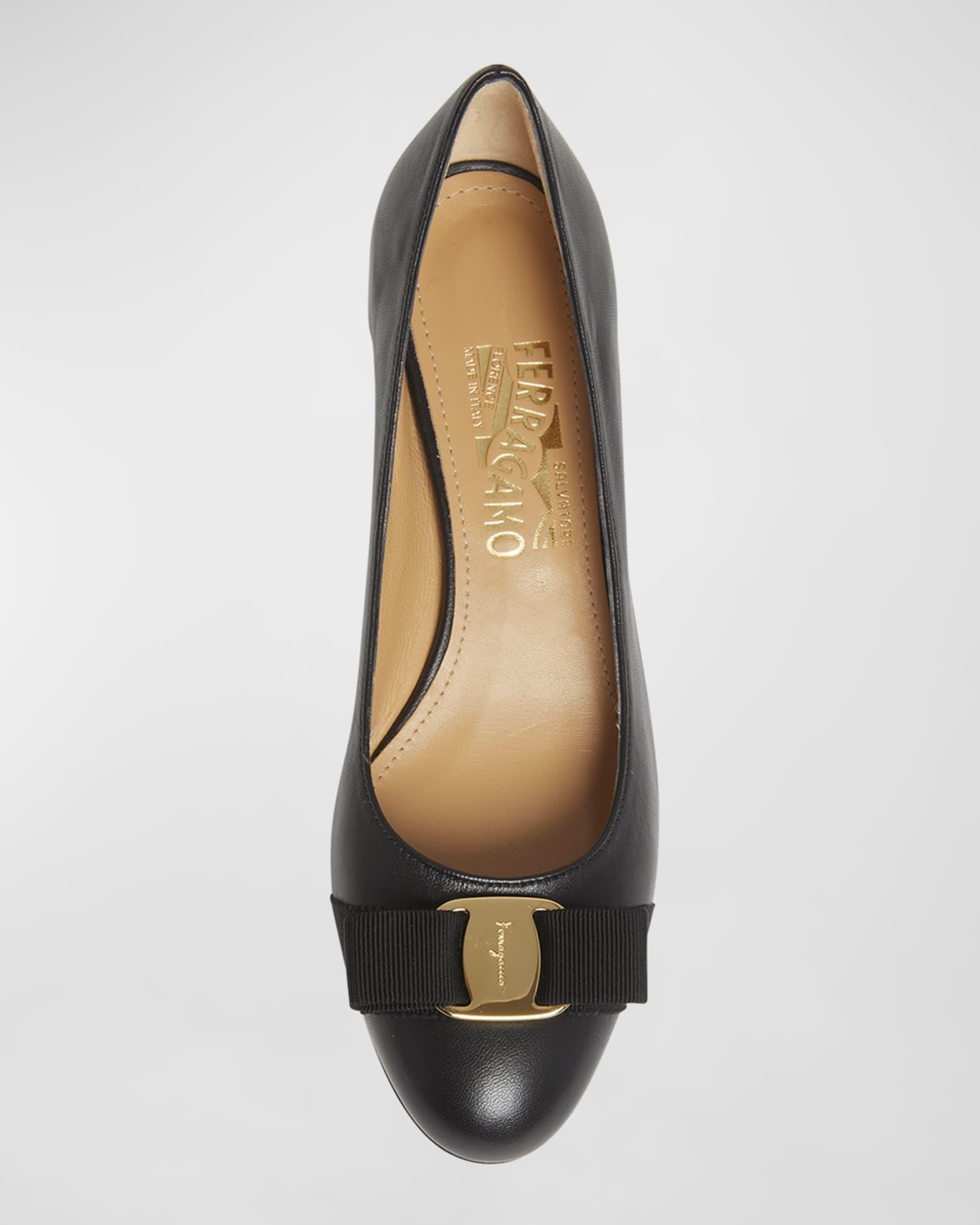 Vara Leather Bow Low Pumps Product Image