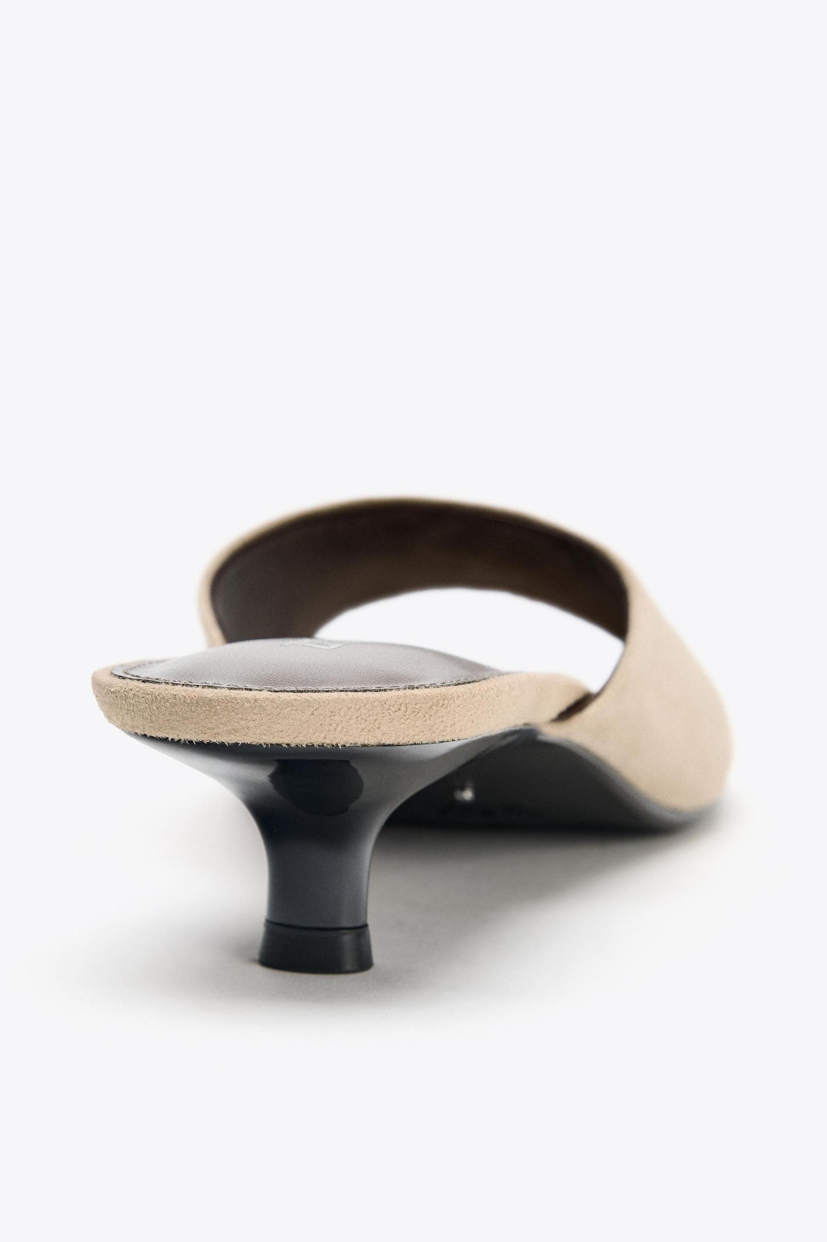 SUEDE KITTEN HEEL SANDALS Product Image