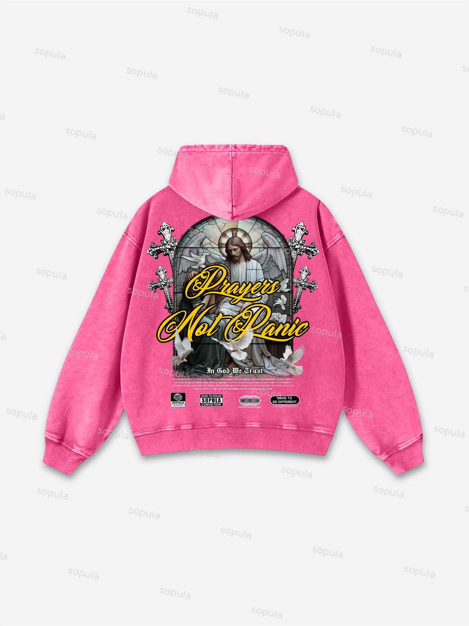 Sopula Prayers God Will Be By Your Side Graphic Washed Hoodie Product Image