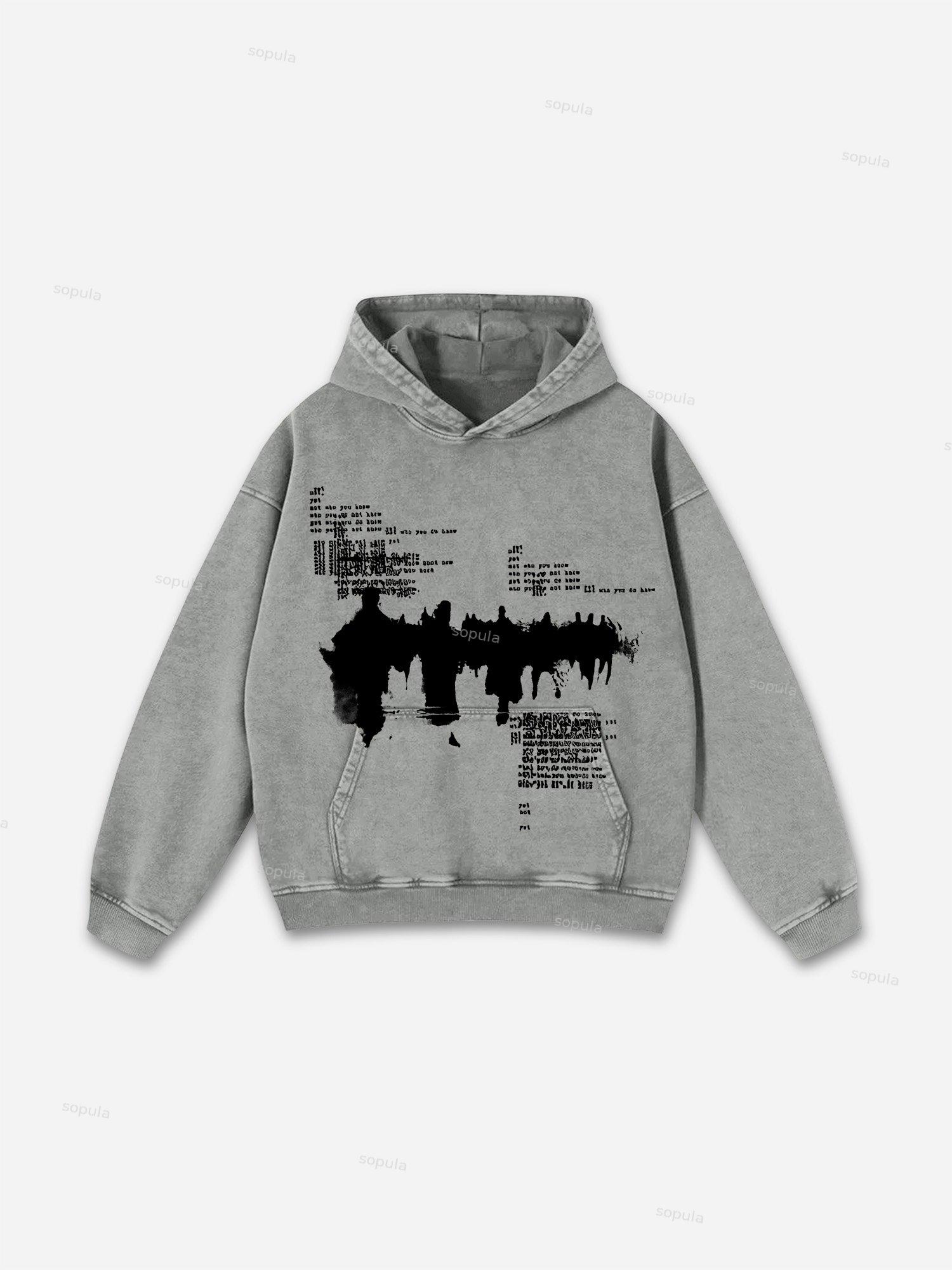 Sopula Vingate Portrait Phantom Graphic Acid Washed Oversized Hoodie Product Image