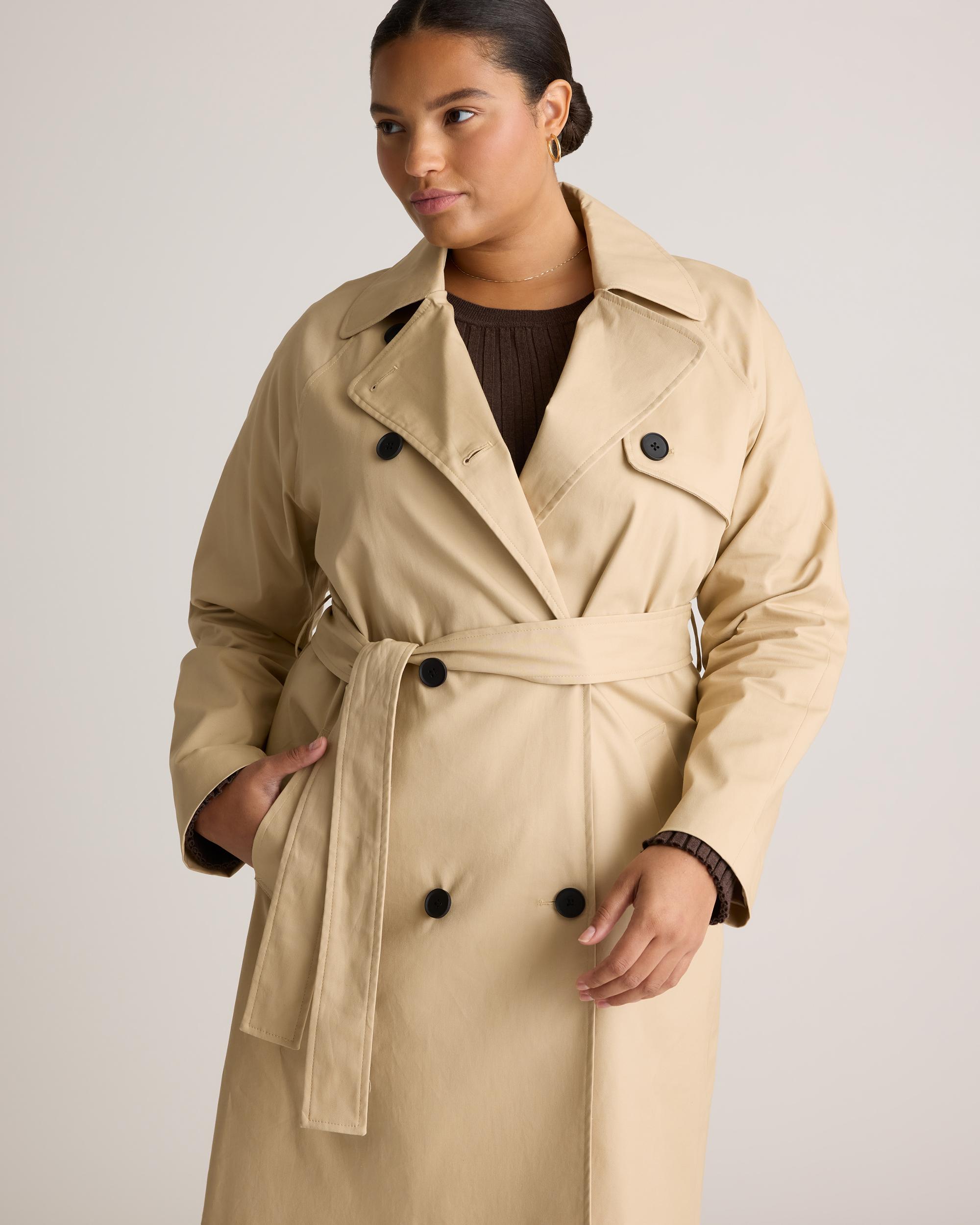Quince | Women's Comfort Stretch Trench Coat Organic Cotton Product Image