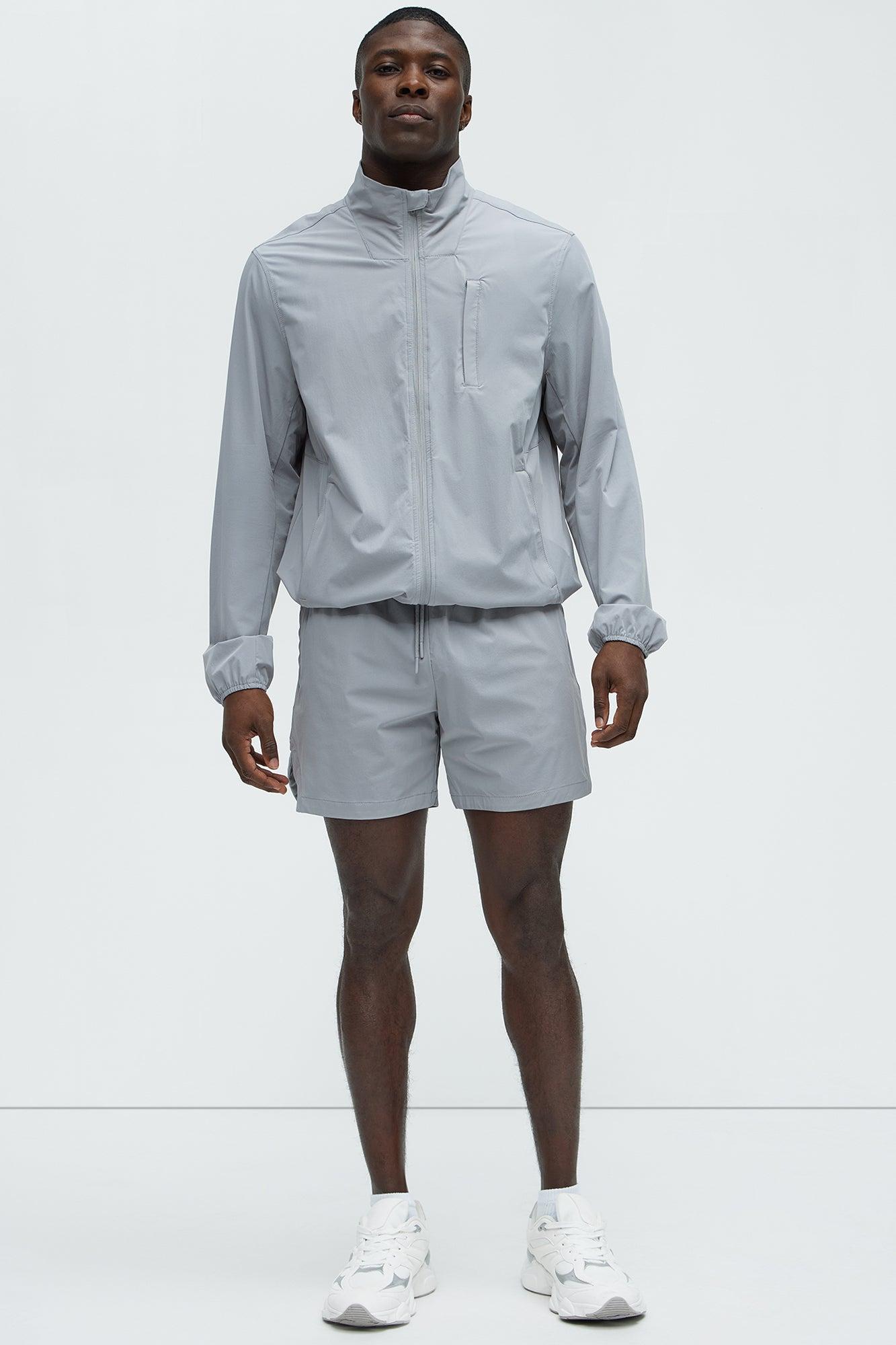 Lightweight Stretch Running Windbreaker Jacket - Grey Product Image