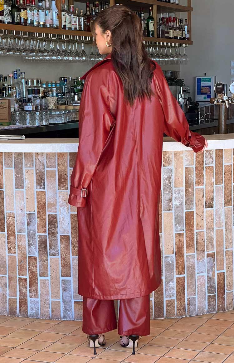 Finn Red PU Trench Coat Girls Product Image