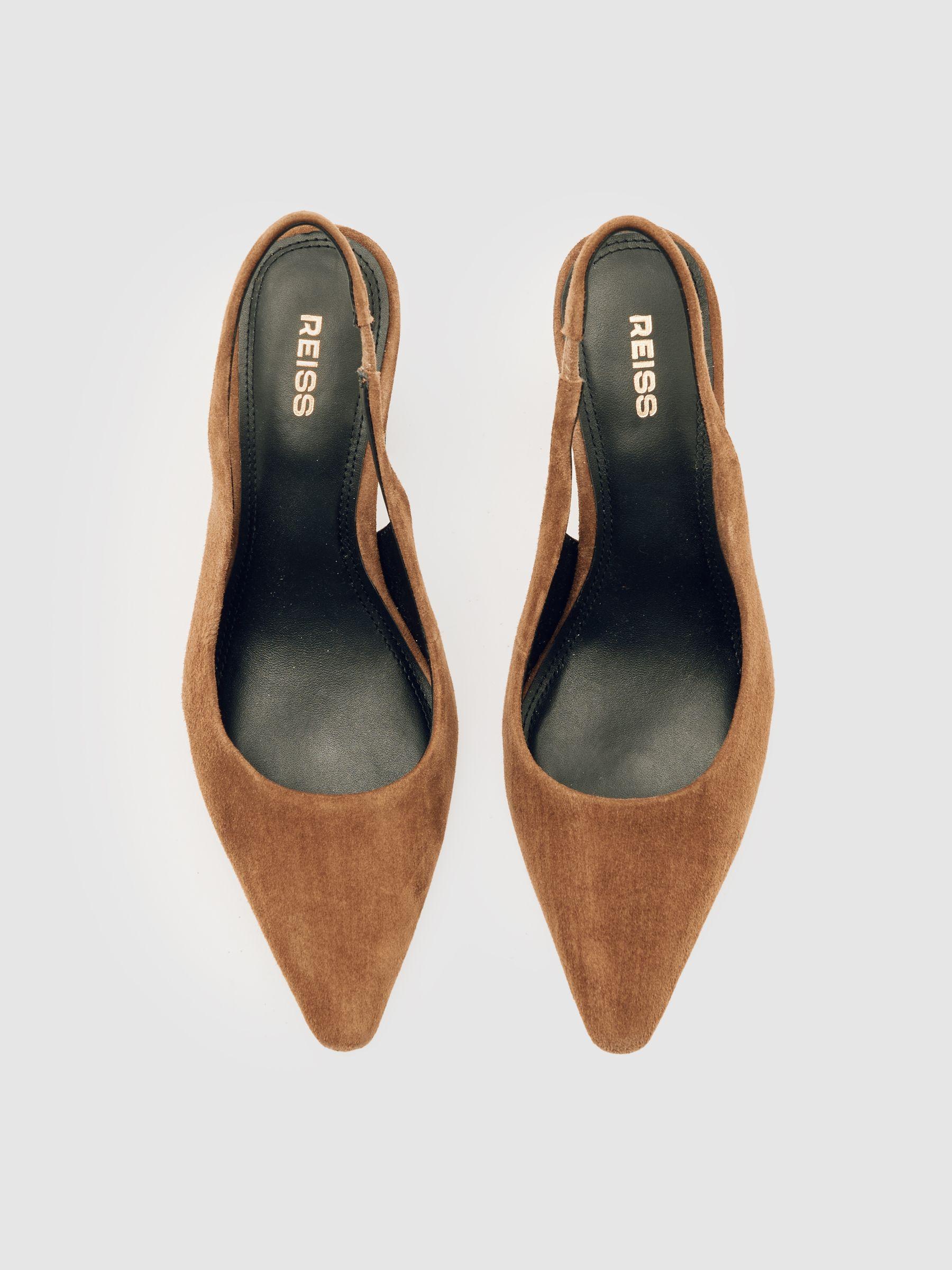 Suede Slingback Court Shoes in Tan Product Image